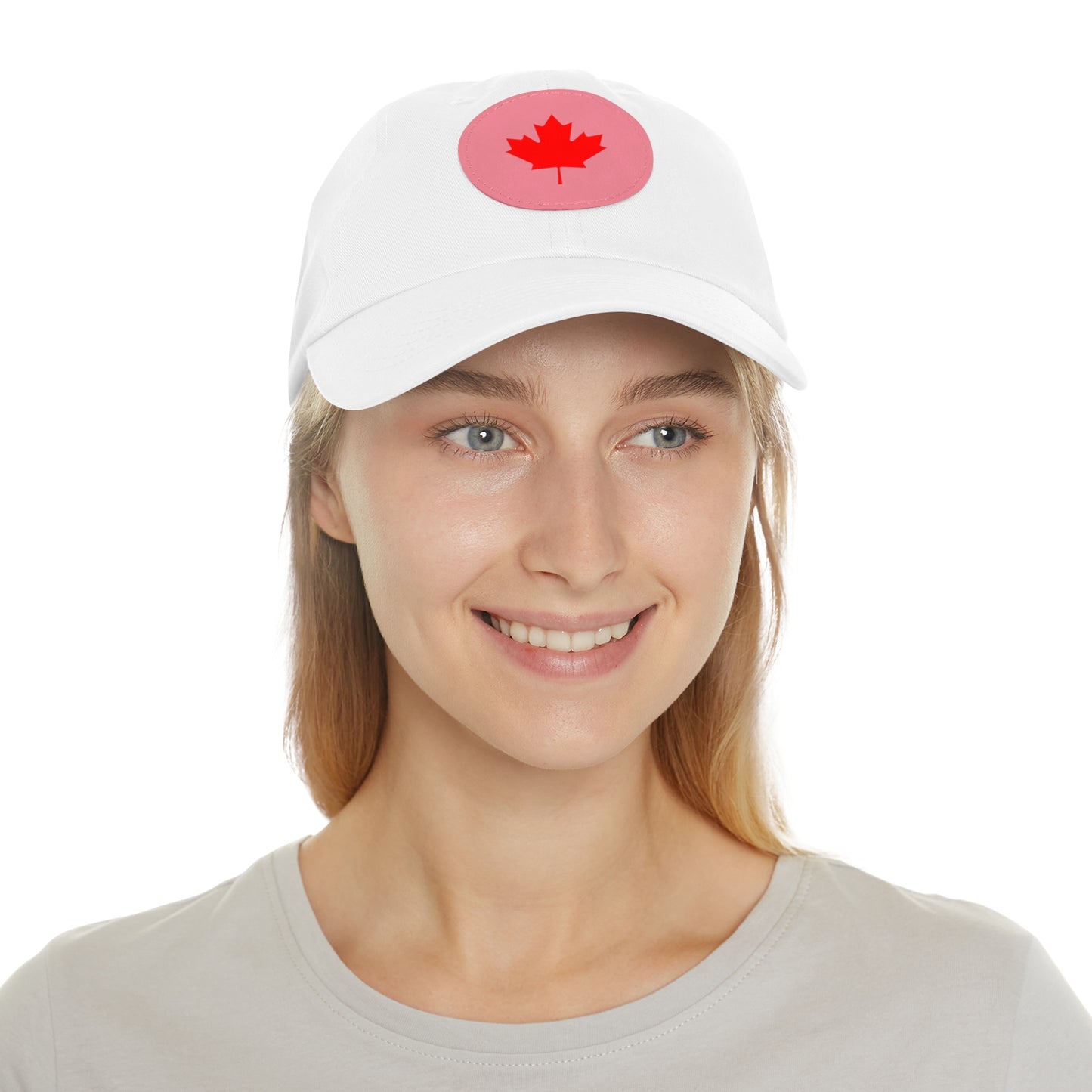 Dad Hat with Leather Patch (Round) with Canadian Maple Leaf
