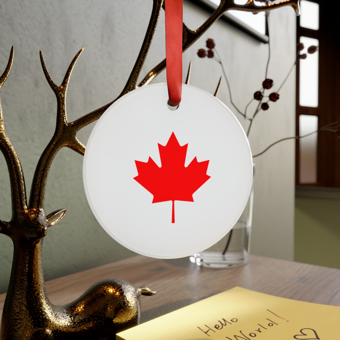 Canadian Maple Leaf, Acrylic Ornament with Ribbon