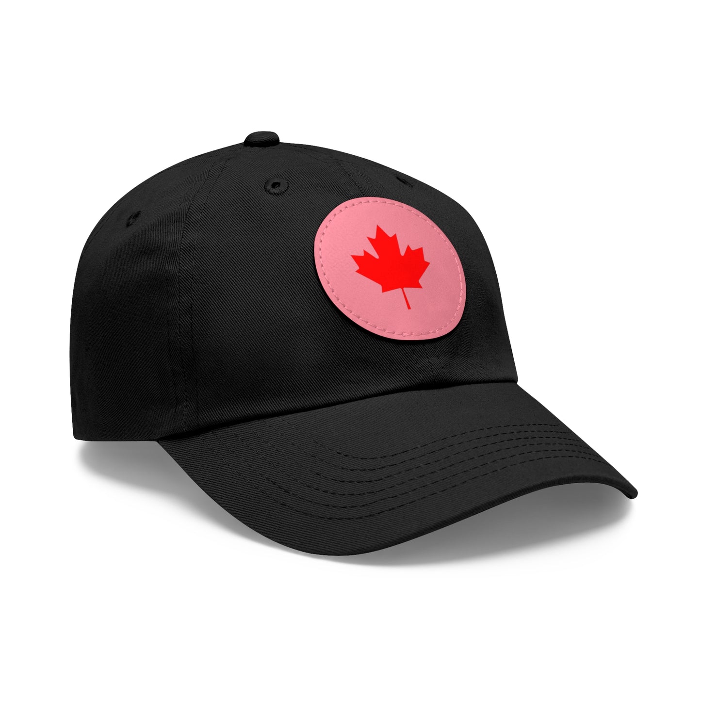 Dad Hat with Leather Patch (Round) with Canadian Maple Leaf
