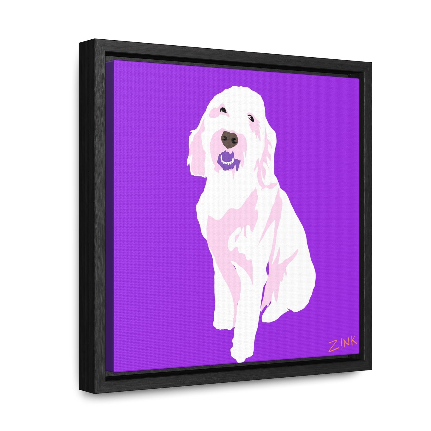 Dog Art, Square Framed Premium Gallery Wrap Canvas