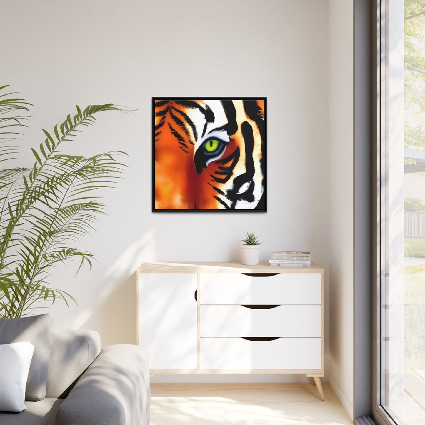 TIGER, Matte Canvas, Black Frame