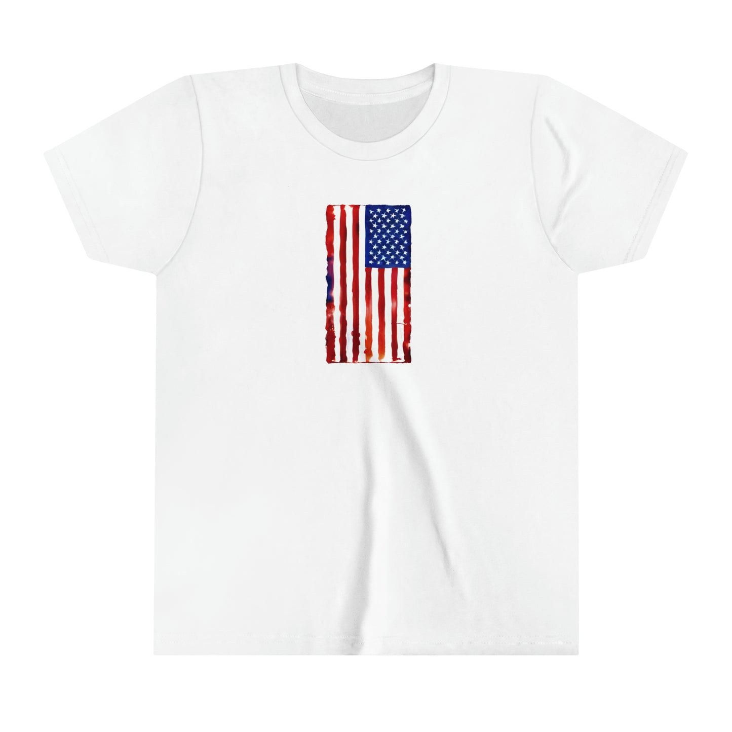 American Flag Watercolor Youth Short Sleeve Tee