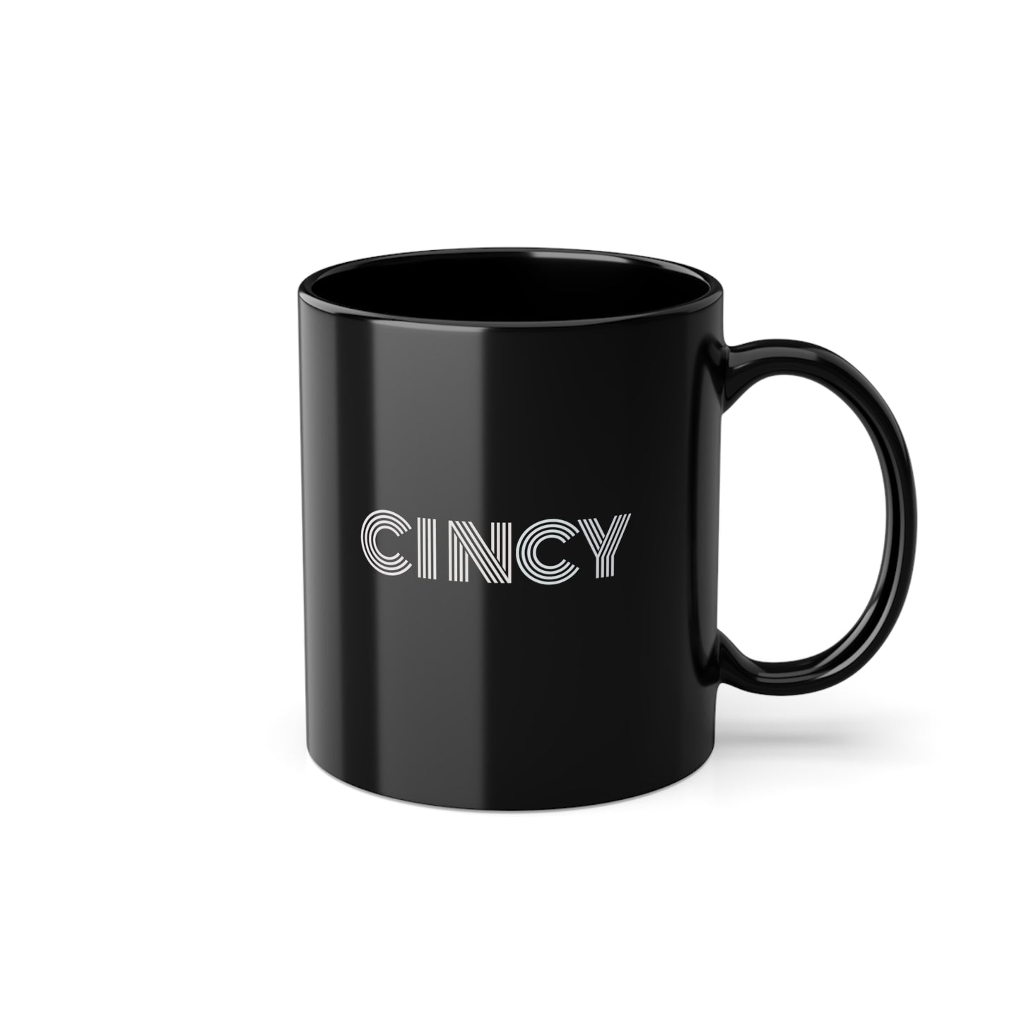 CINCY, CITY MUG, Black Coffee Cup, 11oz