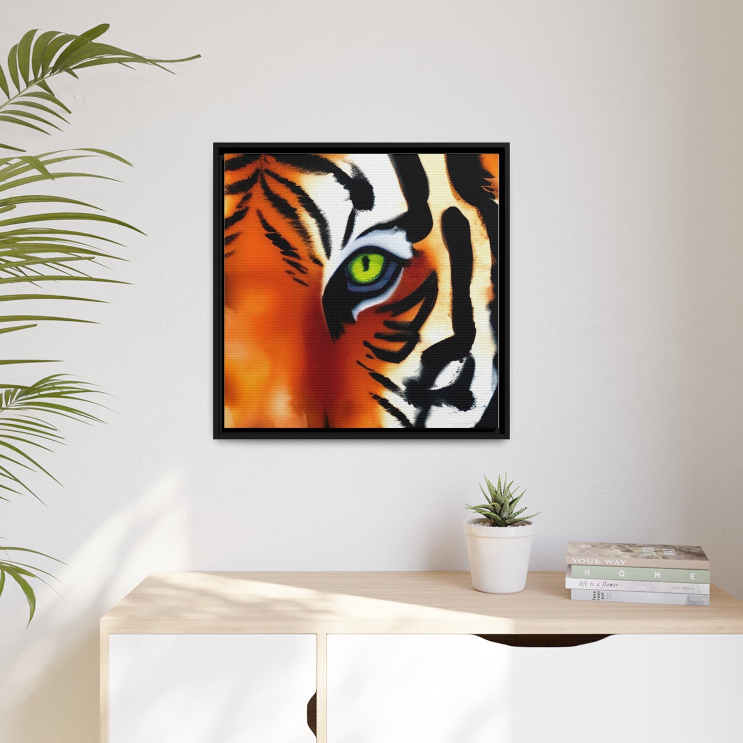 TIGER, Matte Canvas, Black Frame