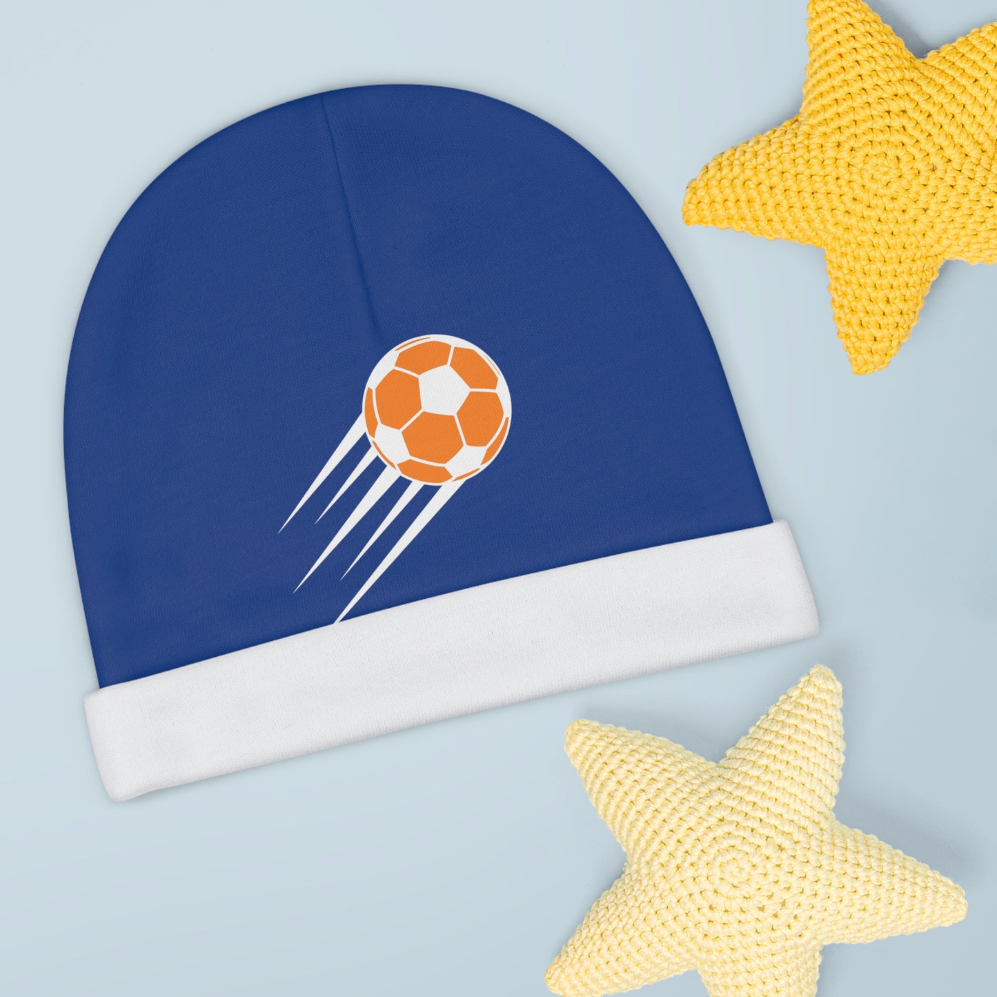 SOCCER Baby Beanie, Blue and Orange