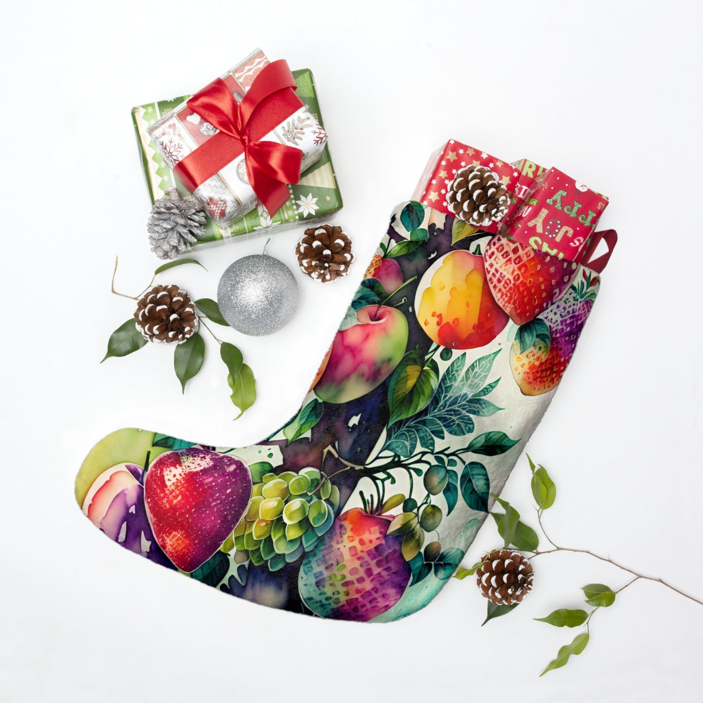 Fruit Watercolor, Christmas Stockings
