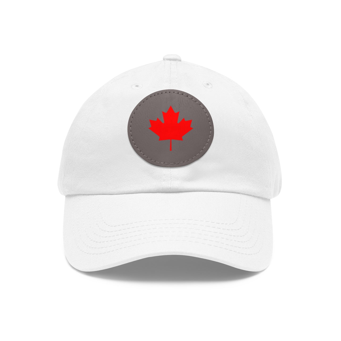 Dad Hat with Leather Patch (Round) with Canadian Maple Leaf
