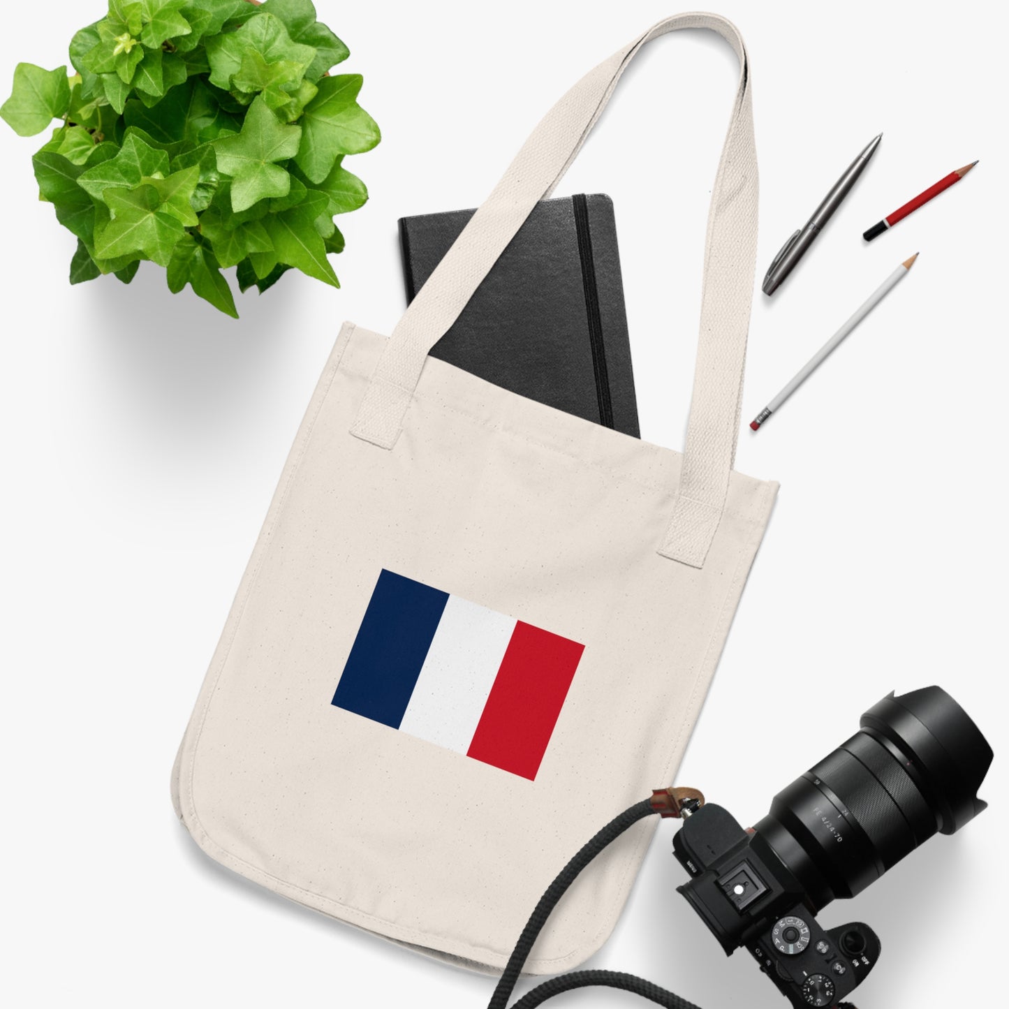 Organic Canvas Tote Bag, French Flag
