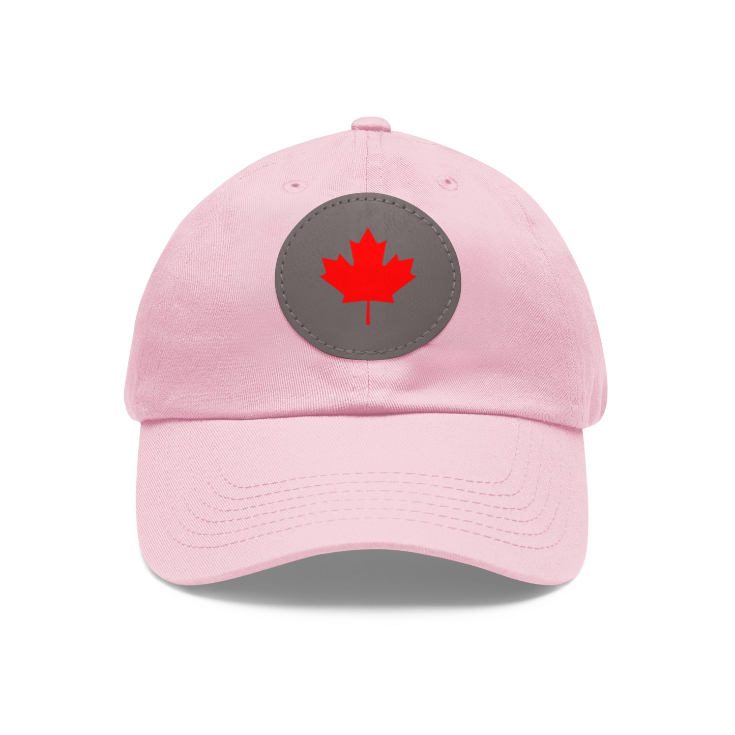 Dad Hat with Leather Patch (Round) with Canadian Maple Leaf