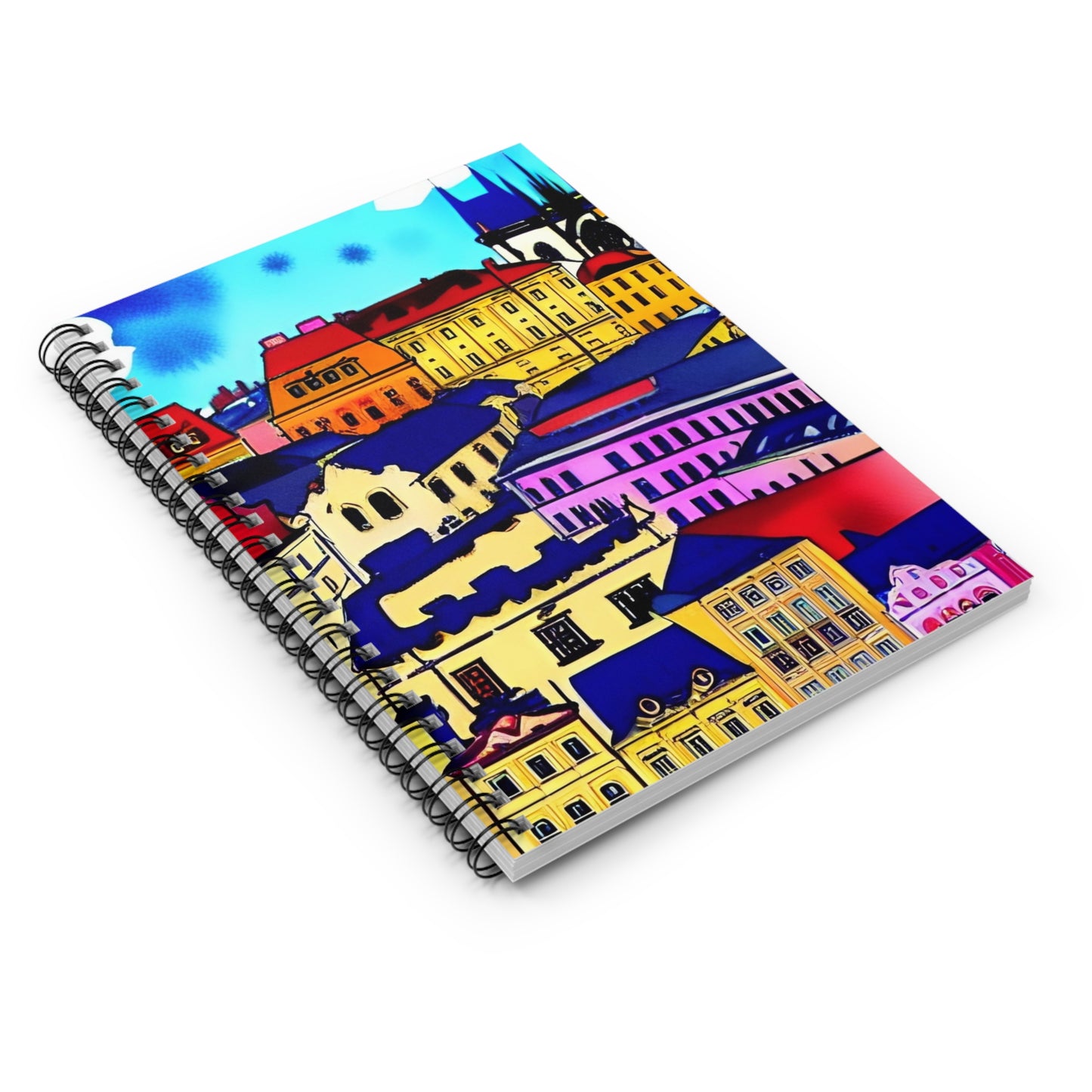 Urban City Illustration, Spiral Notebook, Ruled Line