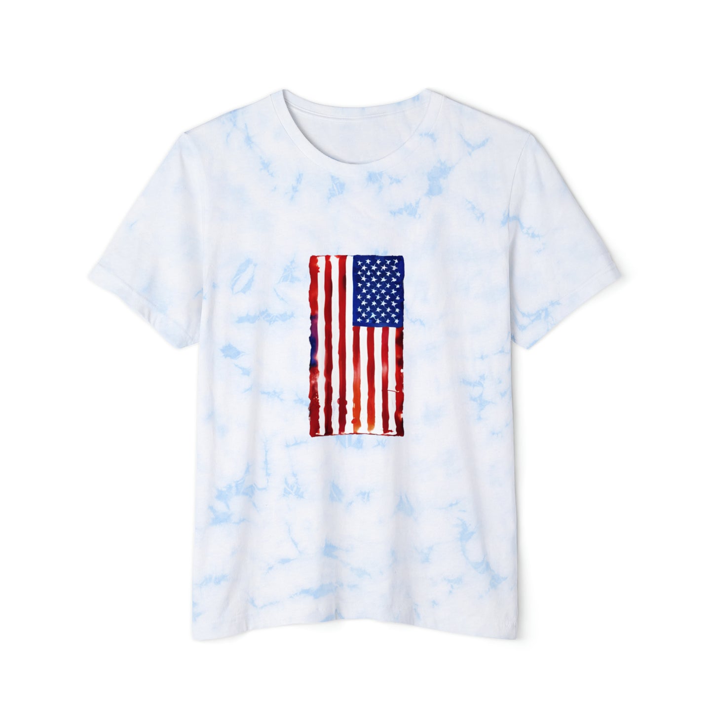 American Flag Watercolor Unisex FWD Fashion Tie-Dyed T-Shirt