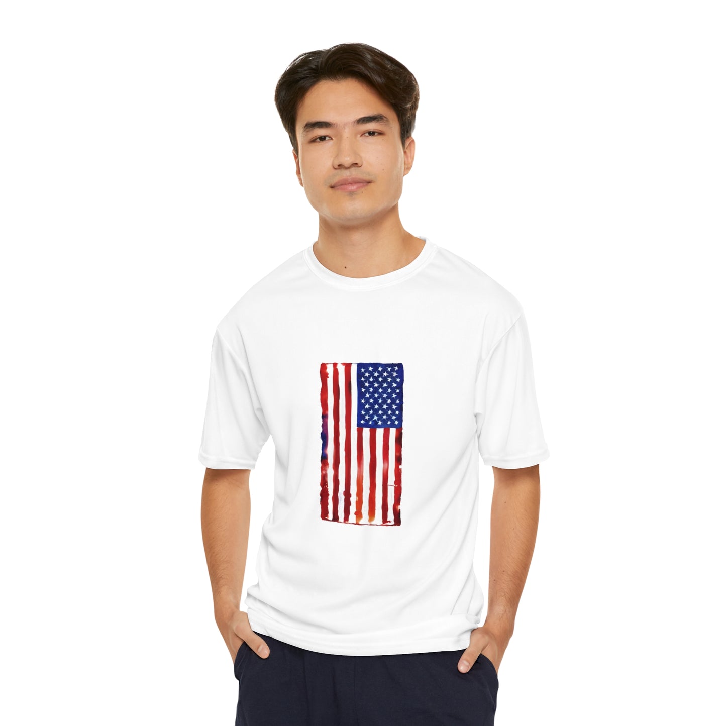 American Flag Watercolor, Men's Performance T-Shirt