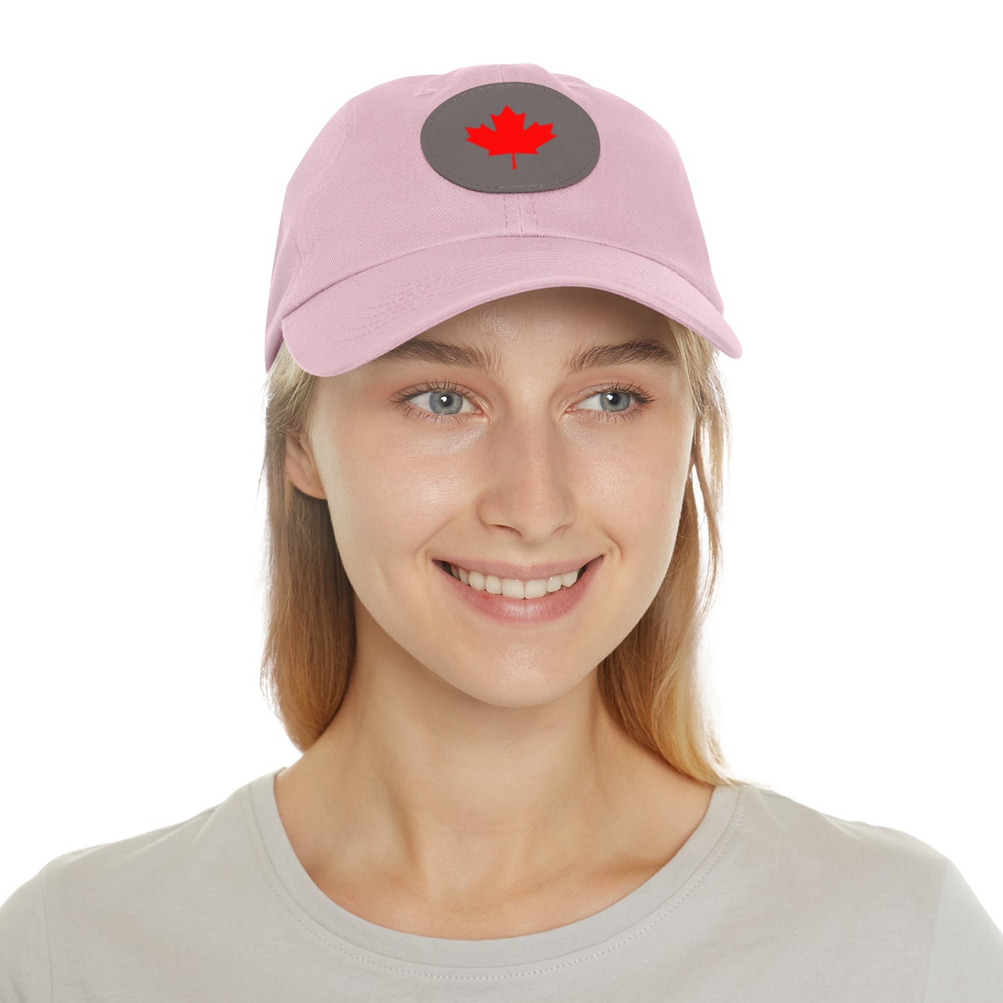 Dad Hat with Leather Patch (Round) with Canadian Maple Leaf