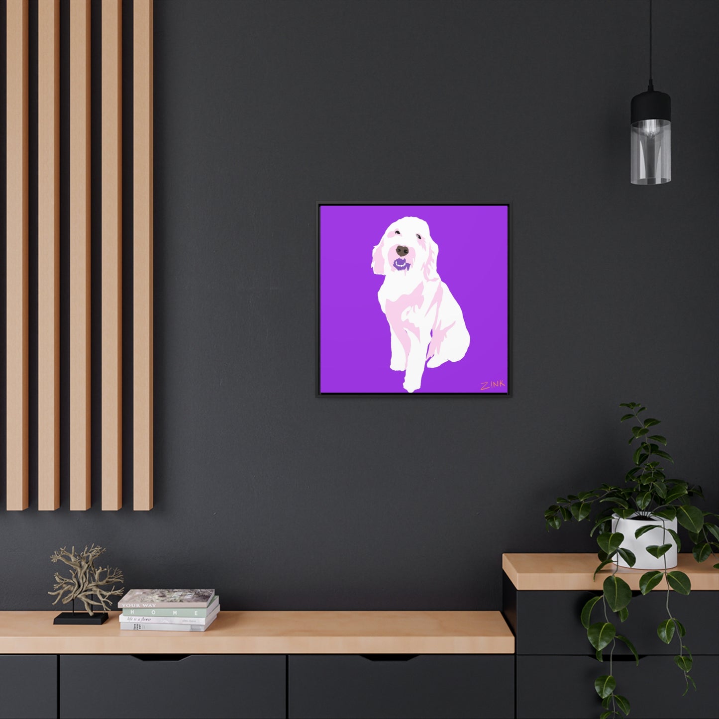 Dog Art, Square Framed Premium Gallery Wrap Canvas