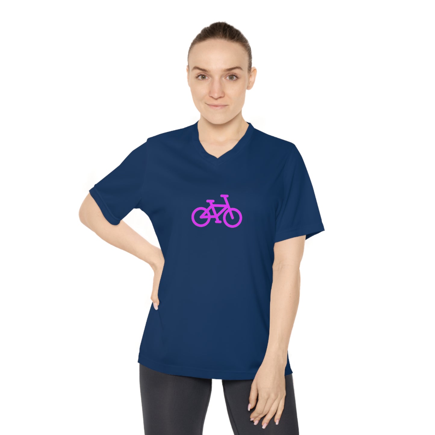 BIKE Women's Performance V-Neck T-Shirt, Pink Print