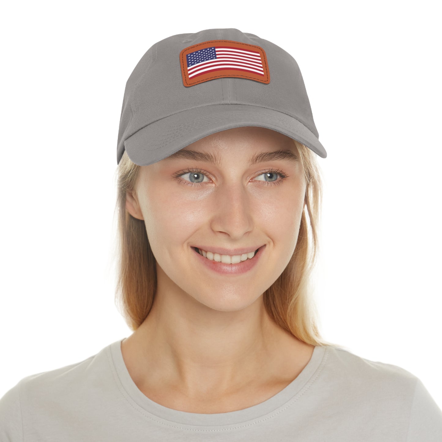 American Flag, Dad Hat with Leather Patch