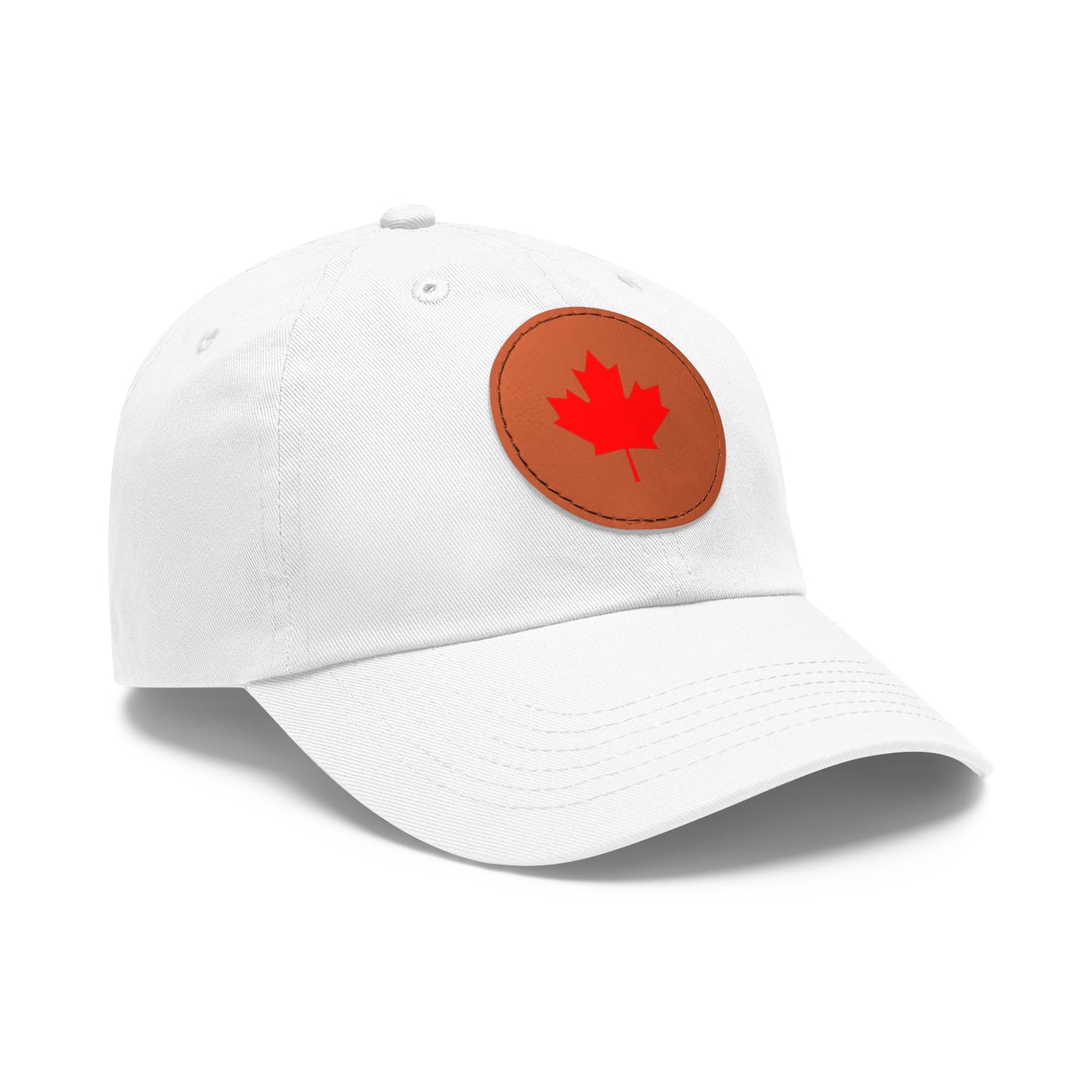 Dad Hat with Leather Patch (Round) with Canadian Maple Leaf