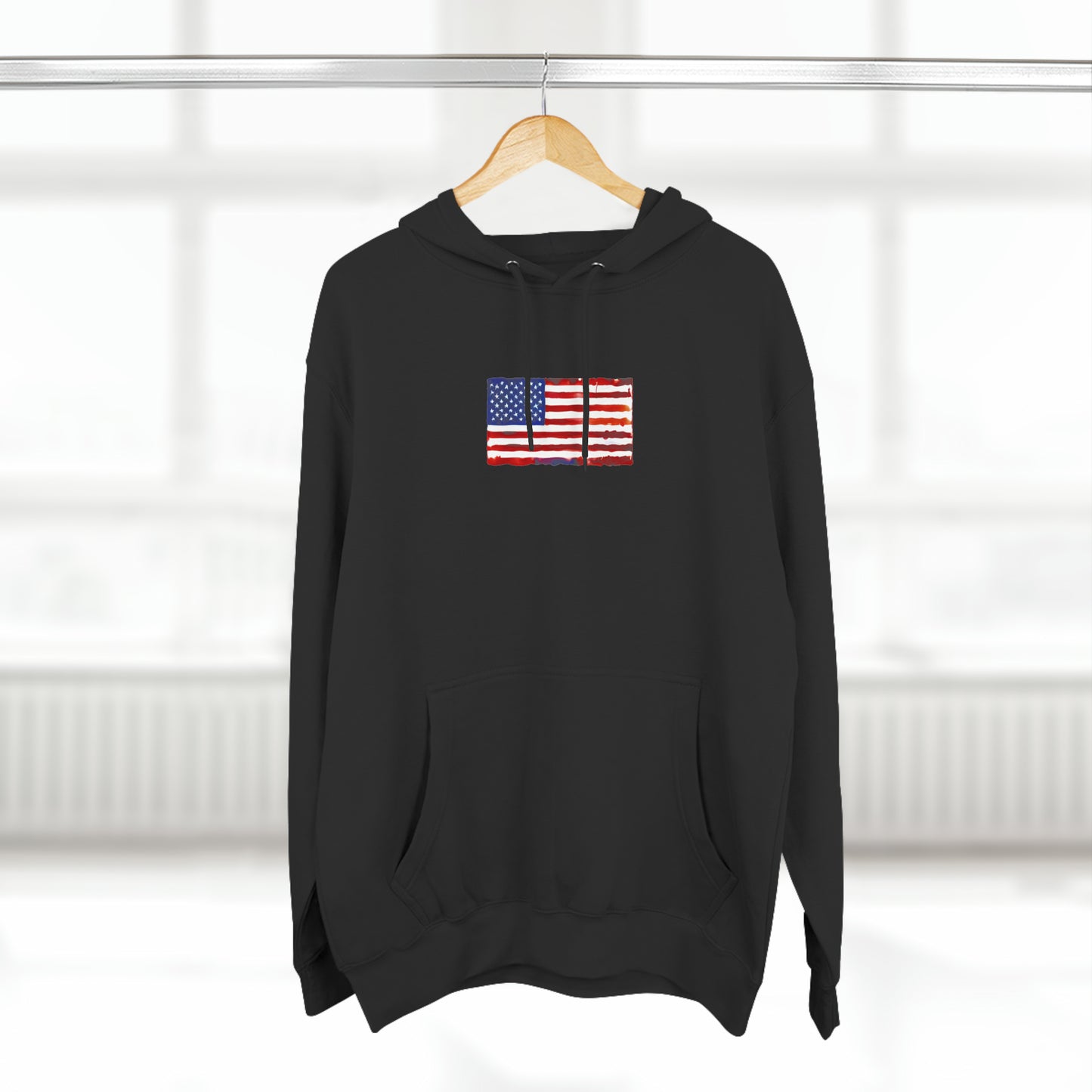American Flag Watercolor, Unisex Premium Pullover Hoodie