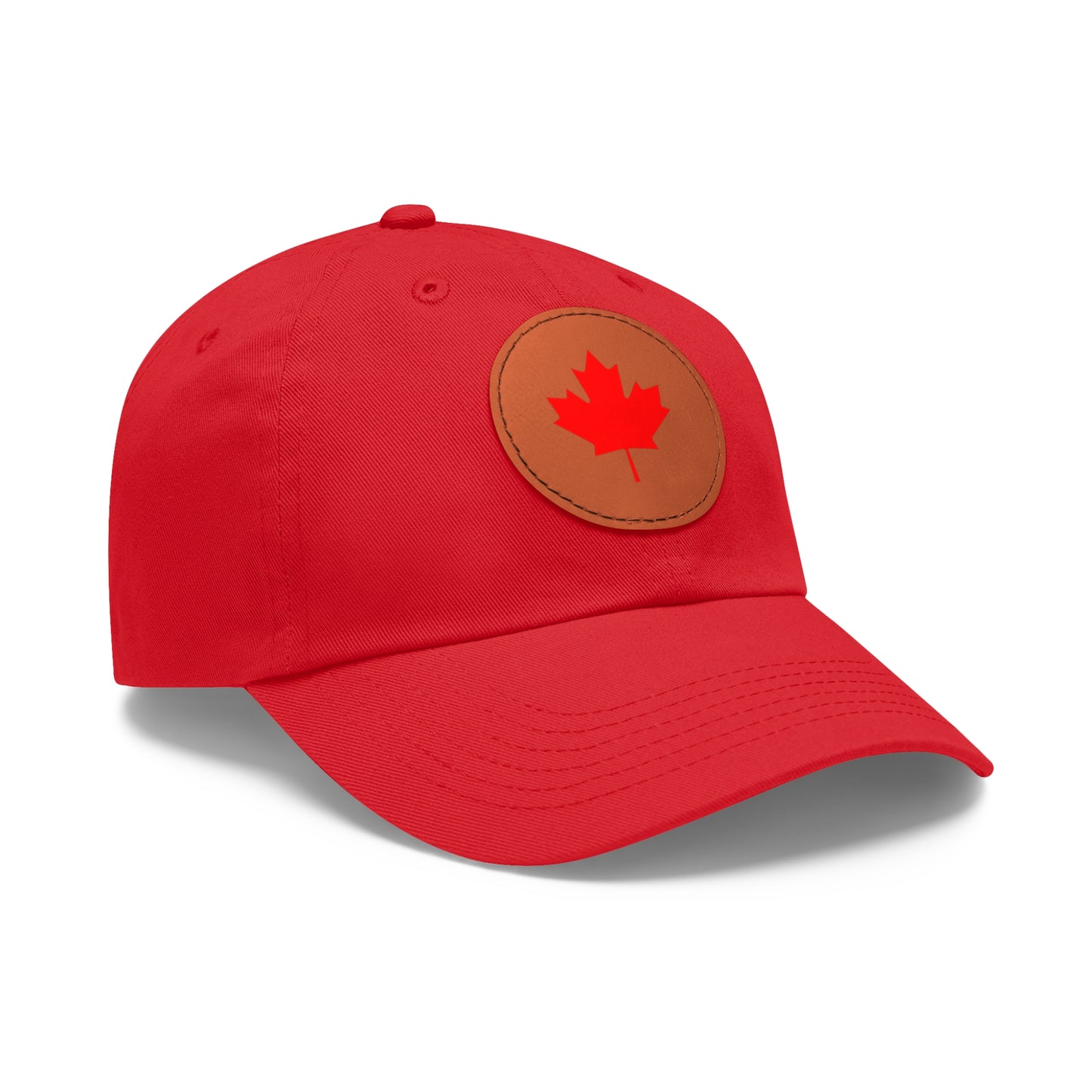 Dad Hat with Leather Patch (Round) with Canadian Maple Leaf