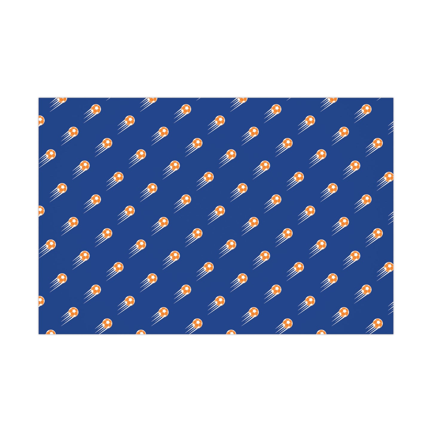 SOCCER Gift Wrap, Blue and Orange