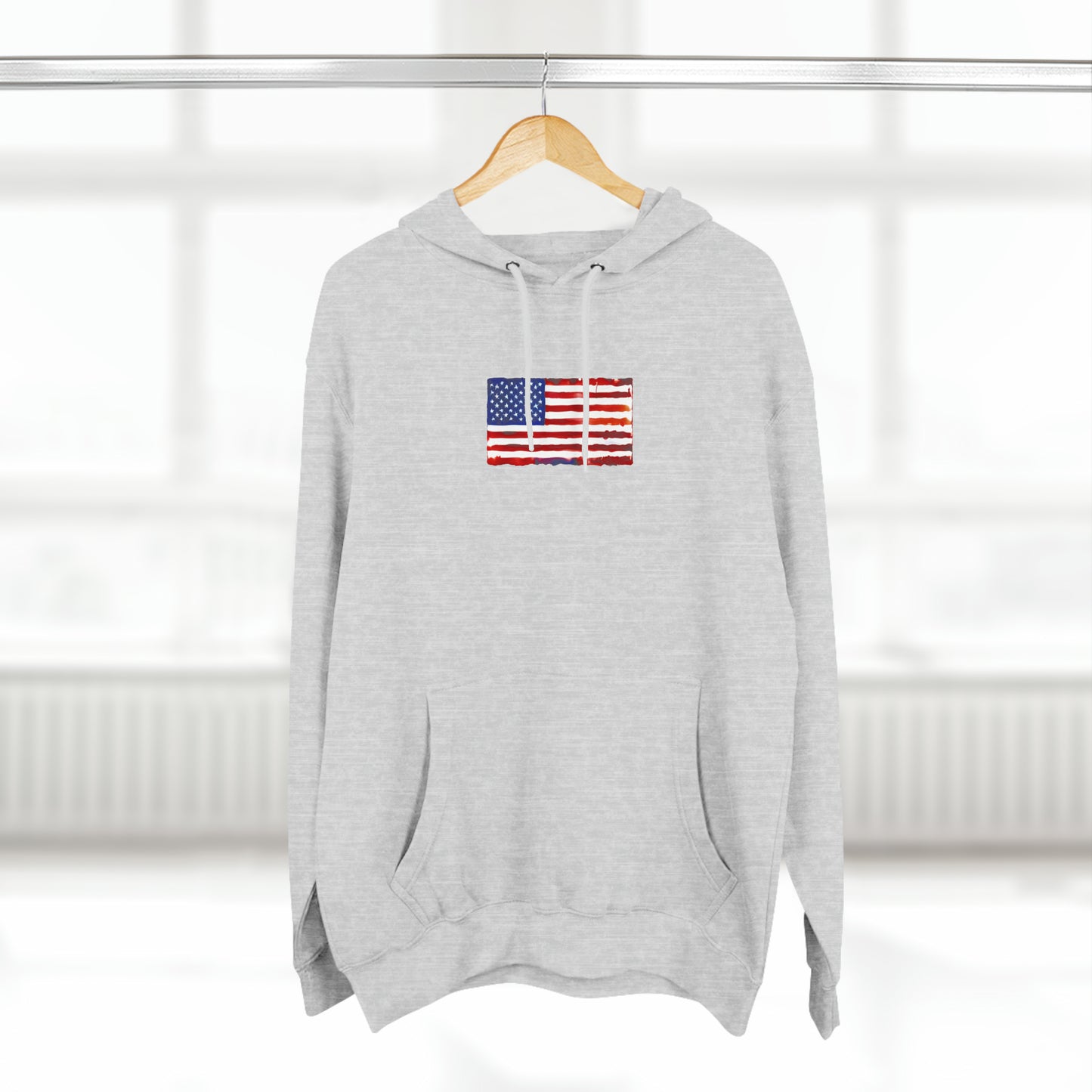 American Flag Watercolor, Unisex Premium Pullover Hoodie