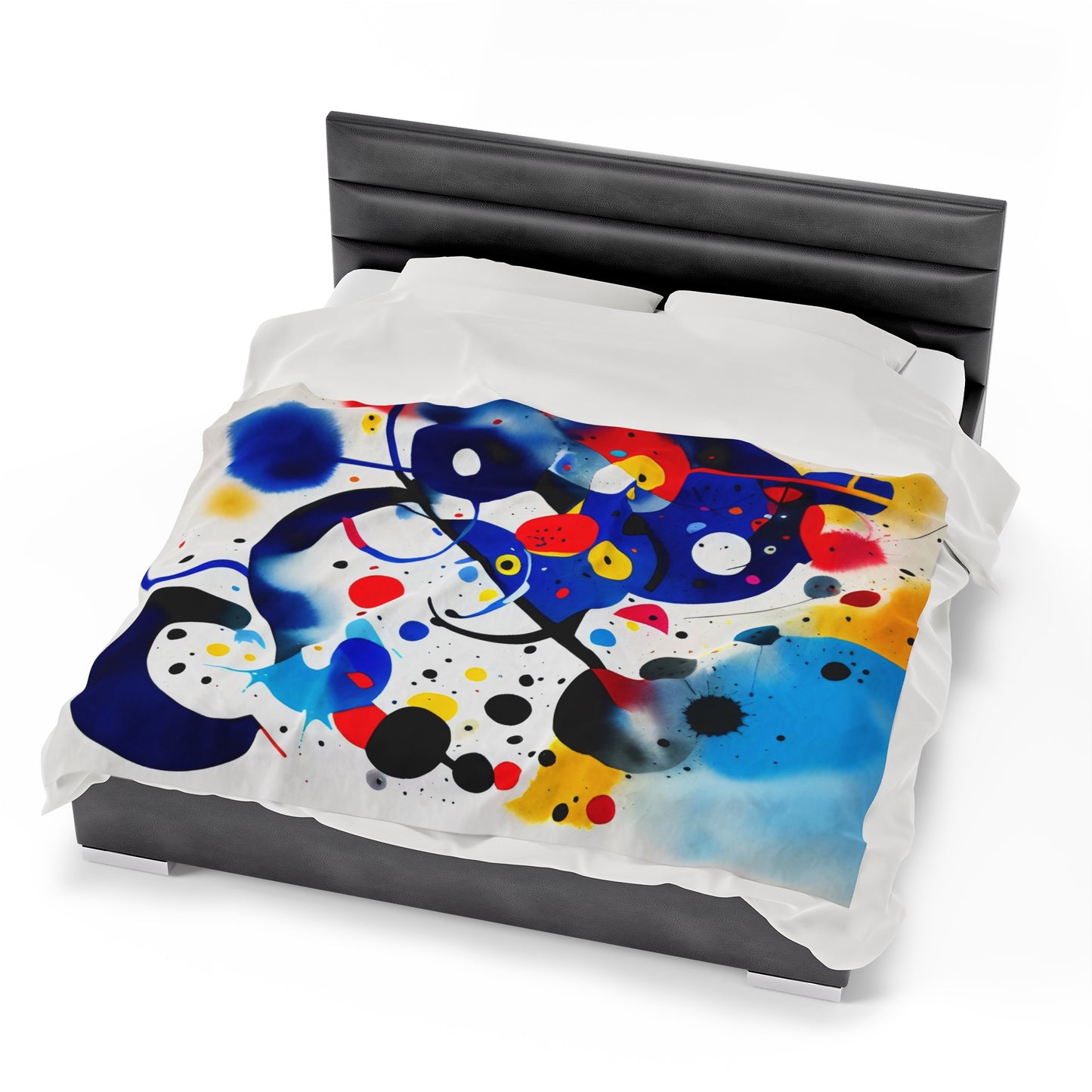 Abstract Velveteen Plush Blanket, Inspired by Miro