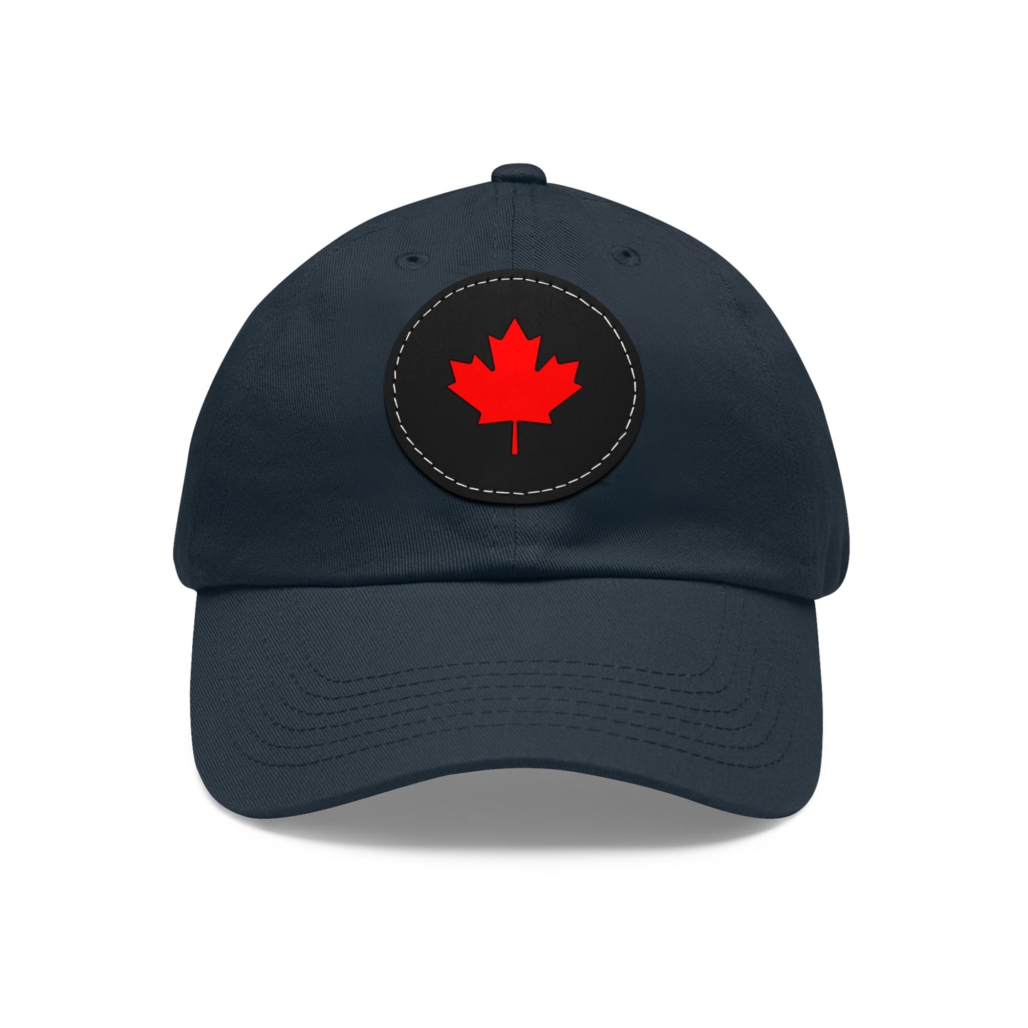 Dad Hat with Leather Patch (Round) with Canadian Maple Leaf