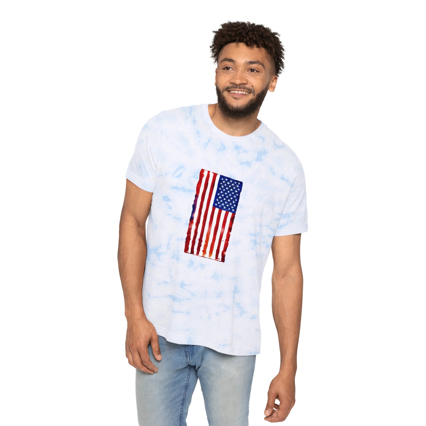 American Flag Watercolor Unisex FWD Fashion Tie-Dyed T-Shirt