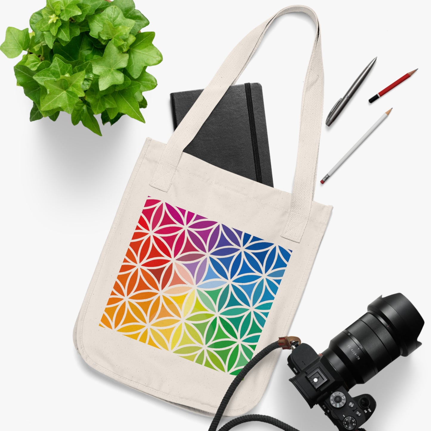 Organic Canvas Tote Bag, Flower of Life