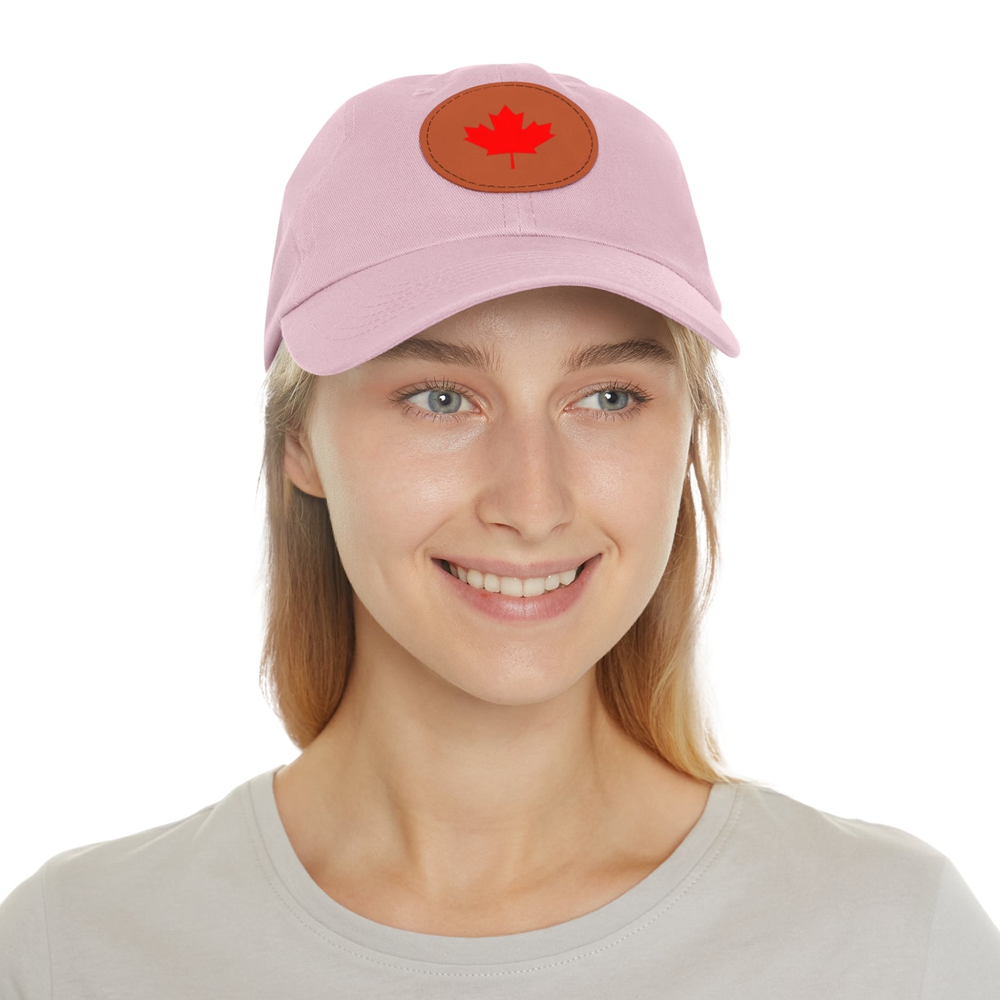 Dad Hat with Leather Patch (Round) with Canadian Maple Leaf