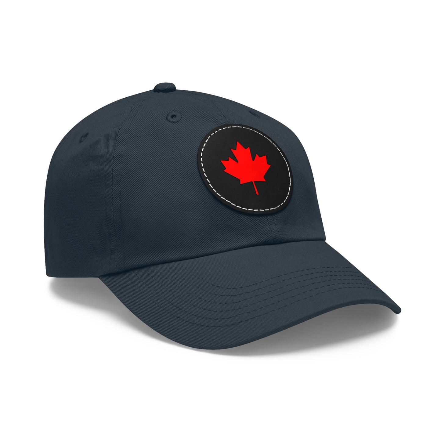 Dad Hat with Leather Patch (Round) with Canadian Maple Leaf