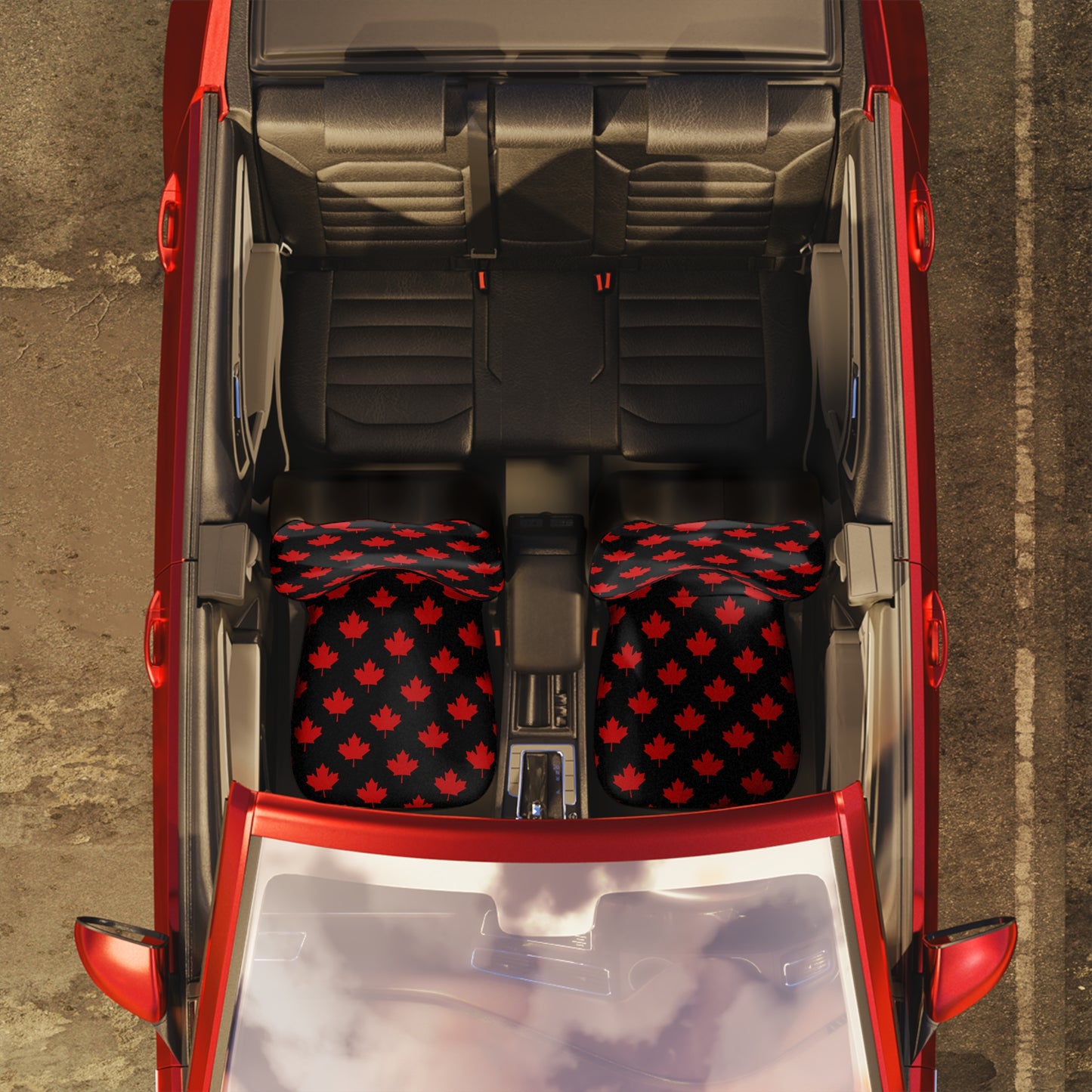 Car Seat Covers, Canadian Maple Leaf, Black