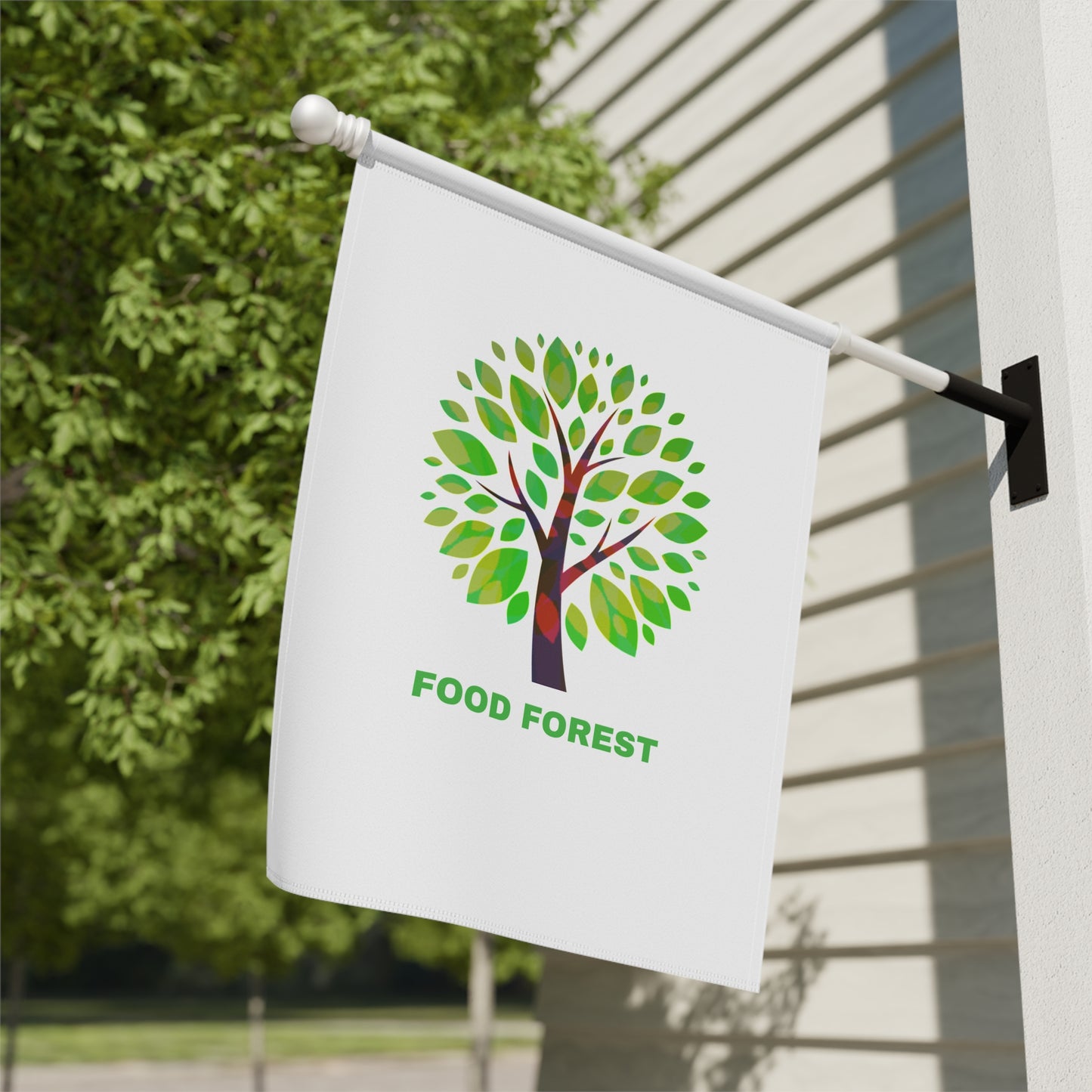 FOOD FOREST Garden & House Banner, White