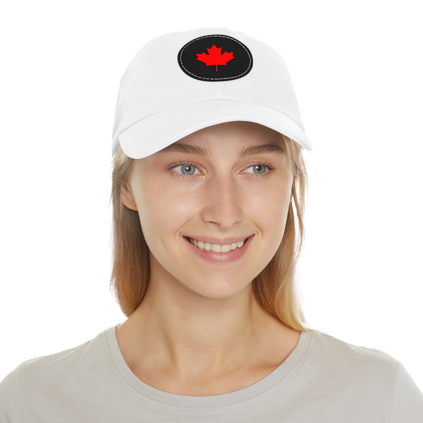 Dad Hat with Leather Patch (Round) with Canadian Maple Leaf