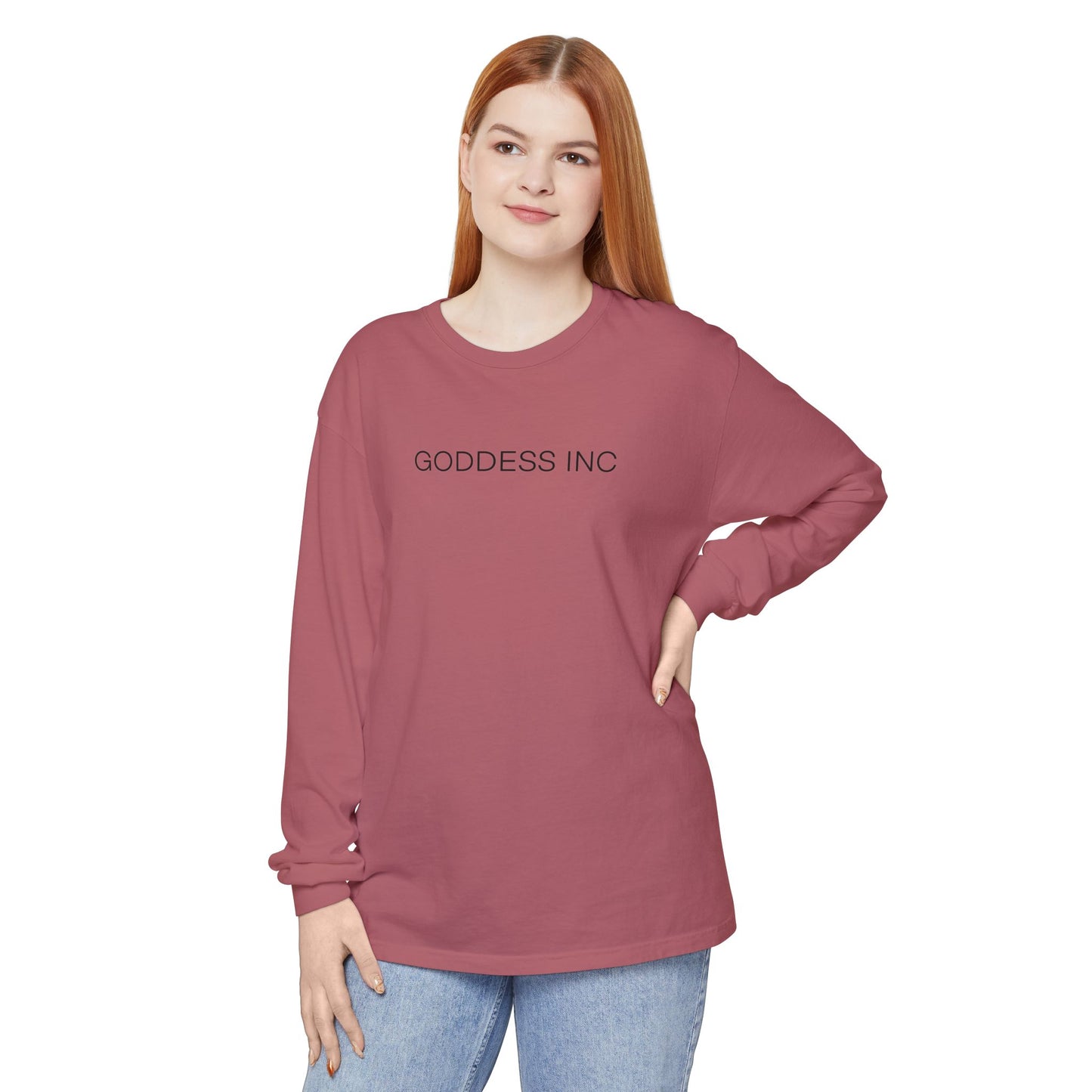 GODDESS INC Garment-dyed Long Sleeve T-Shirt