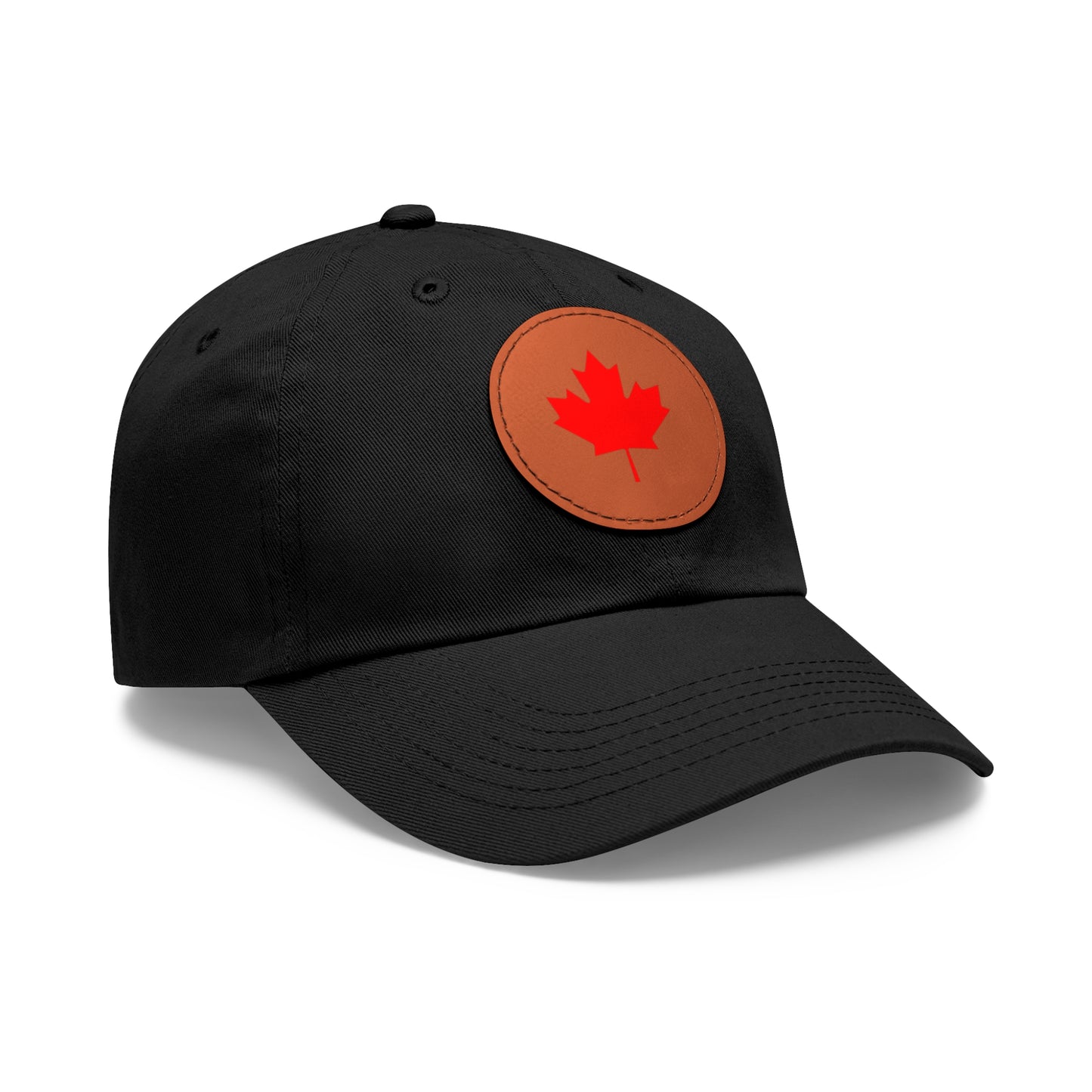 Dad Hat with Leather Patch (Round) with Canadian Maple Leaf