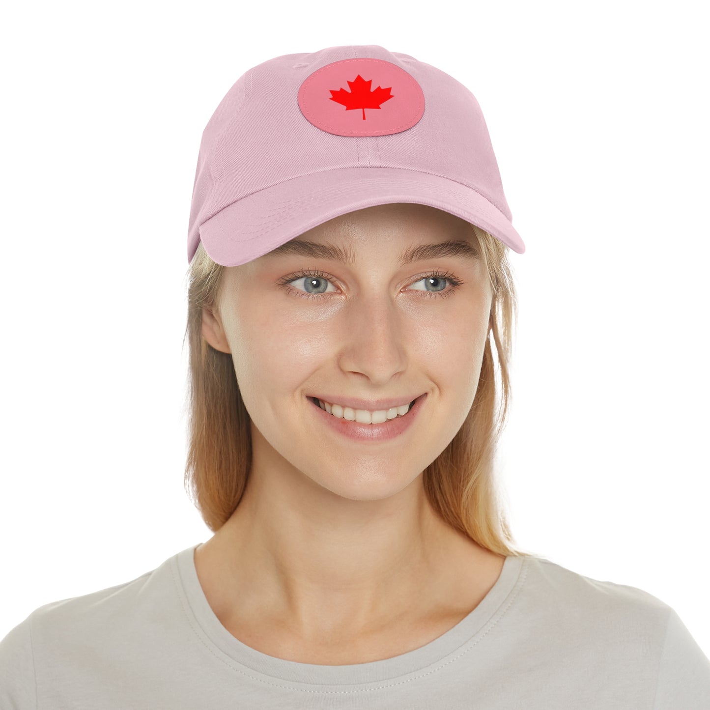 Dad Hat with Leather Patch (Round) with Canadian Maple Leaf