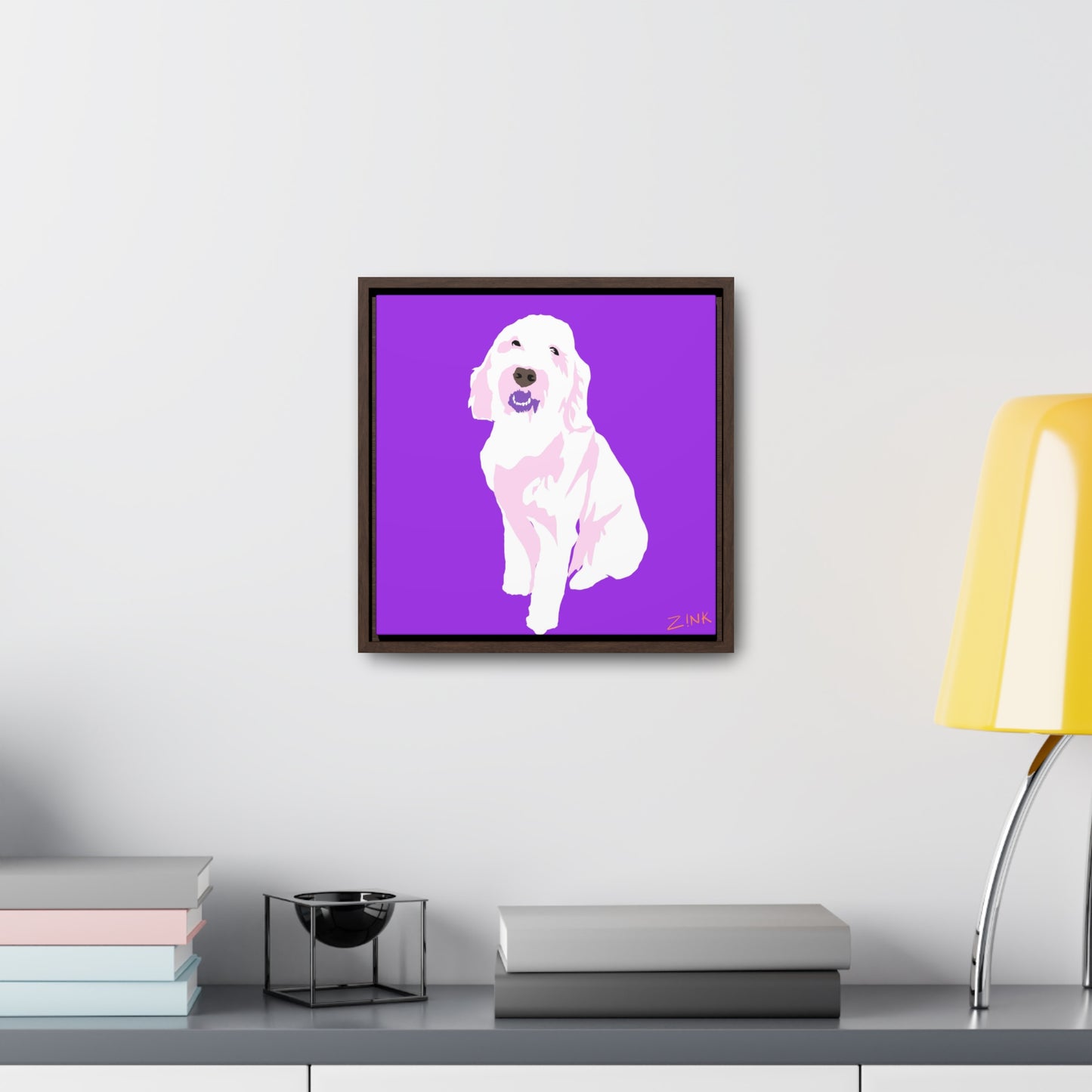 Dog Art, Square Framed Premium Gallery Wrap Canvas