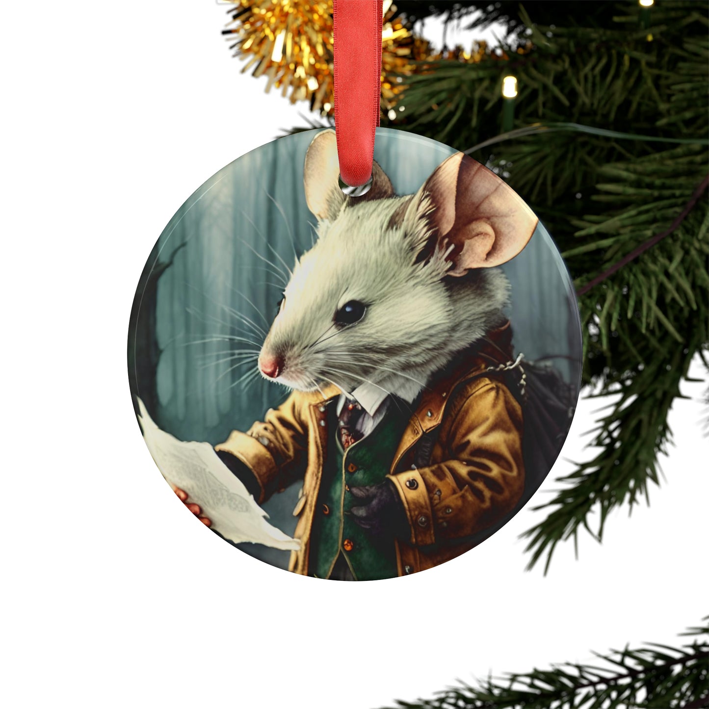 Mouse, Acrylic Ornament with Ribbon