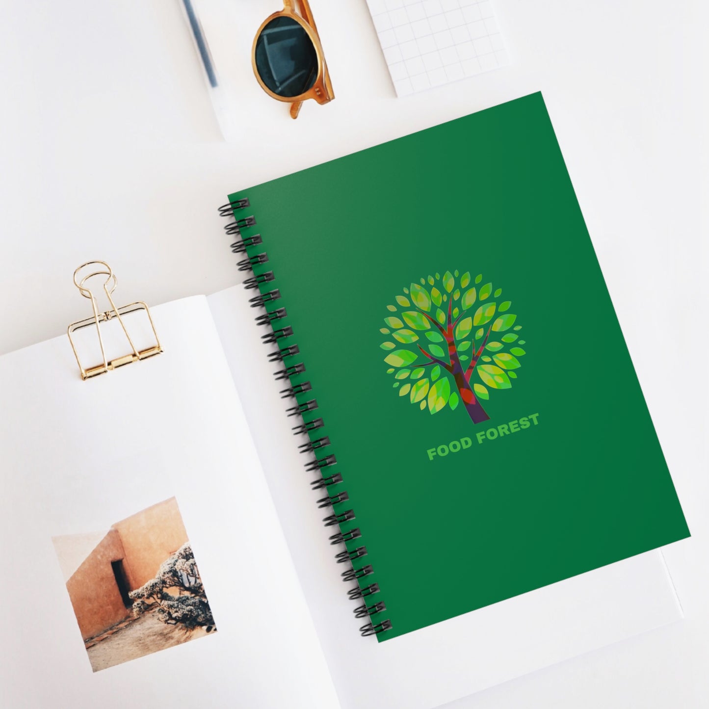 FOOD FOREST Spiral Notebook, Ruled Line, Green Cover