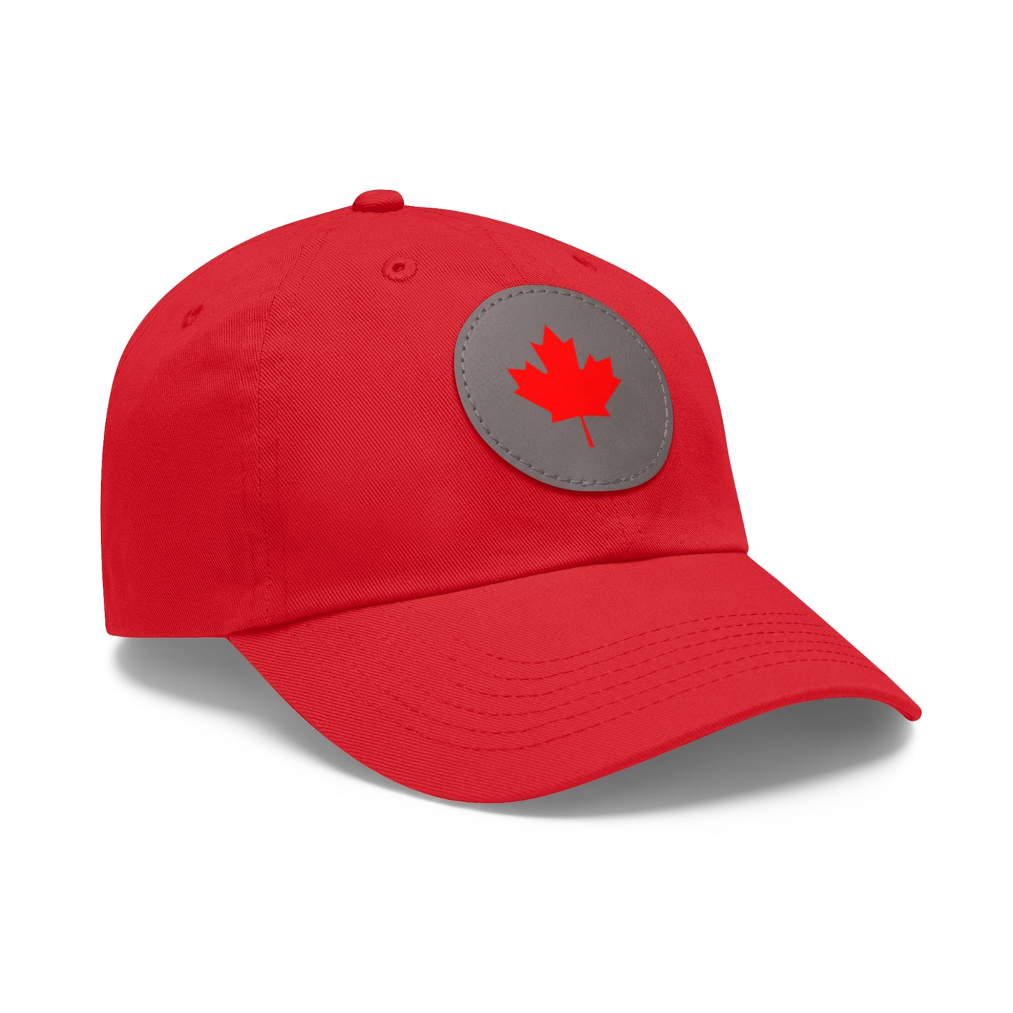 Dad Hat with Leather Patch (Round) with Canadian Maple Leaf
