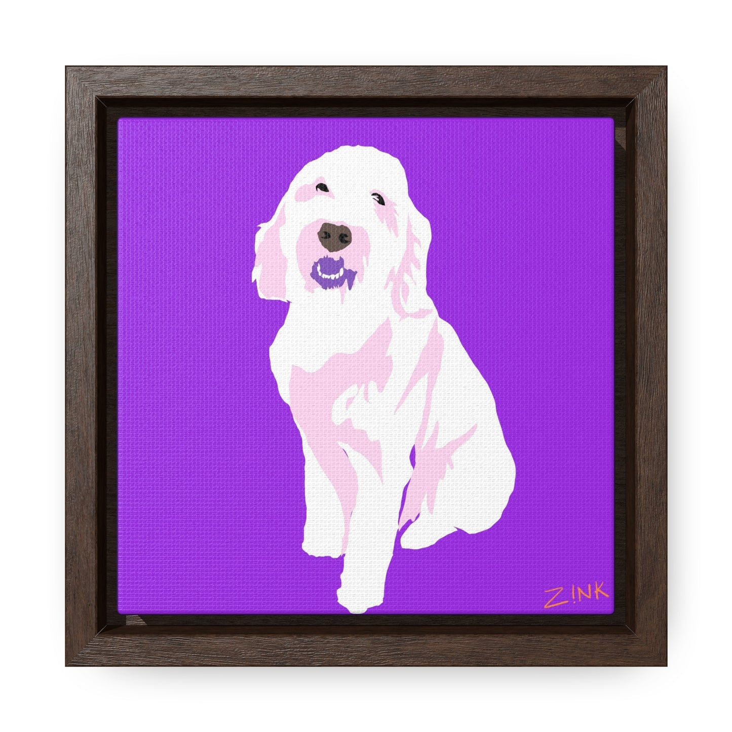 Dog Art, Square Framed Premium Gallery Wrap Canvas