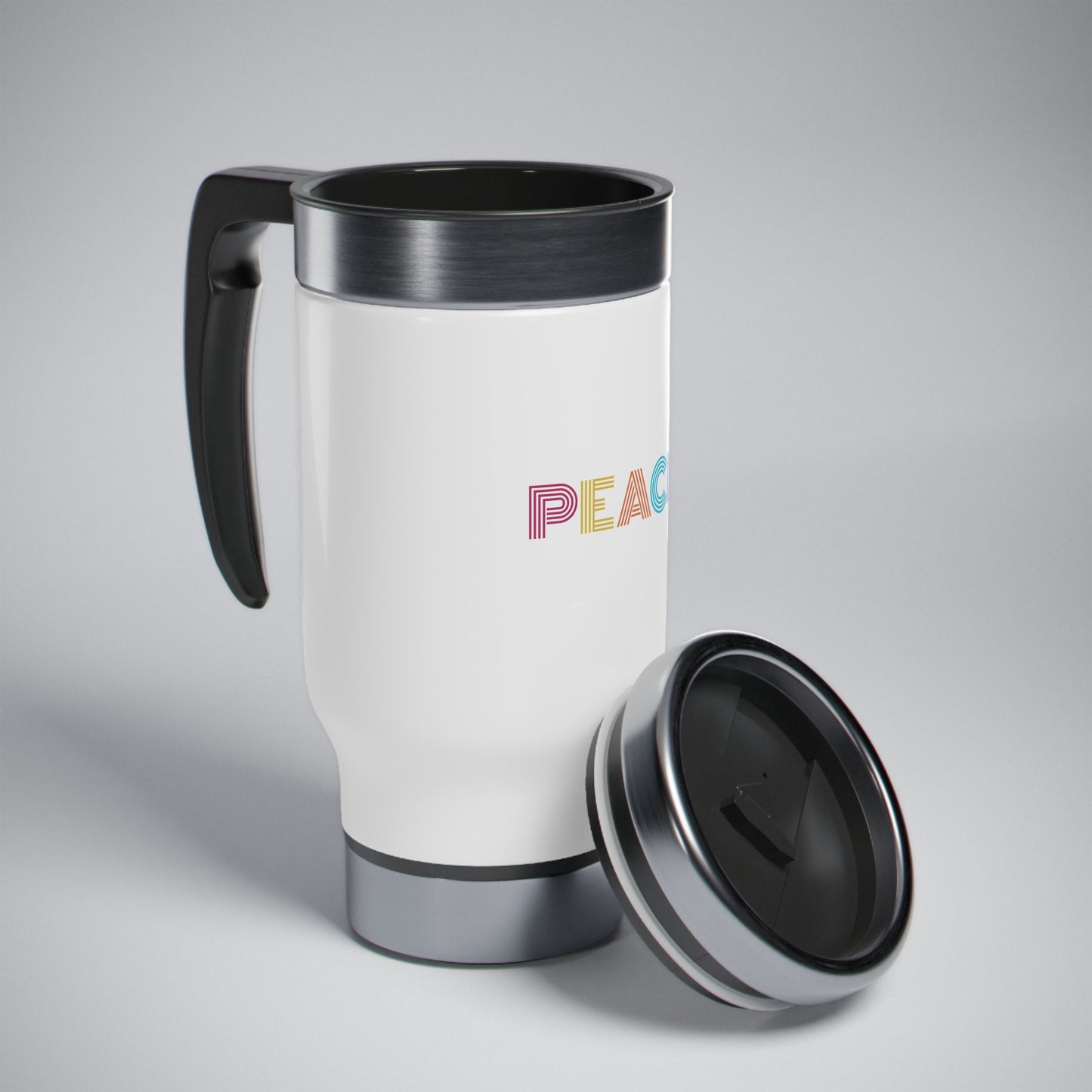 PEACE Stainless Steel Travel Mug with Handle, 14oz