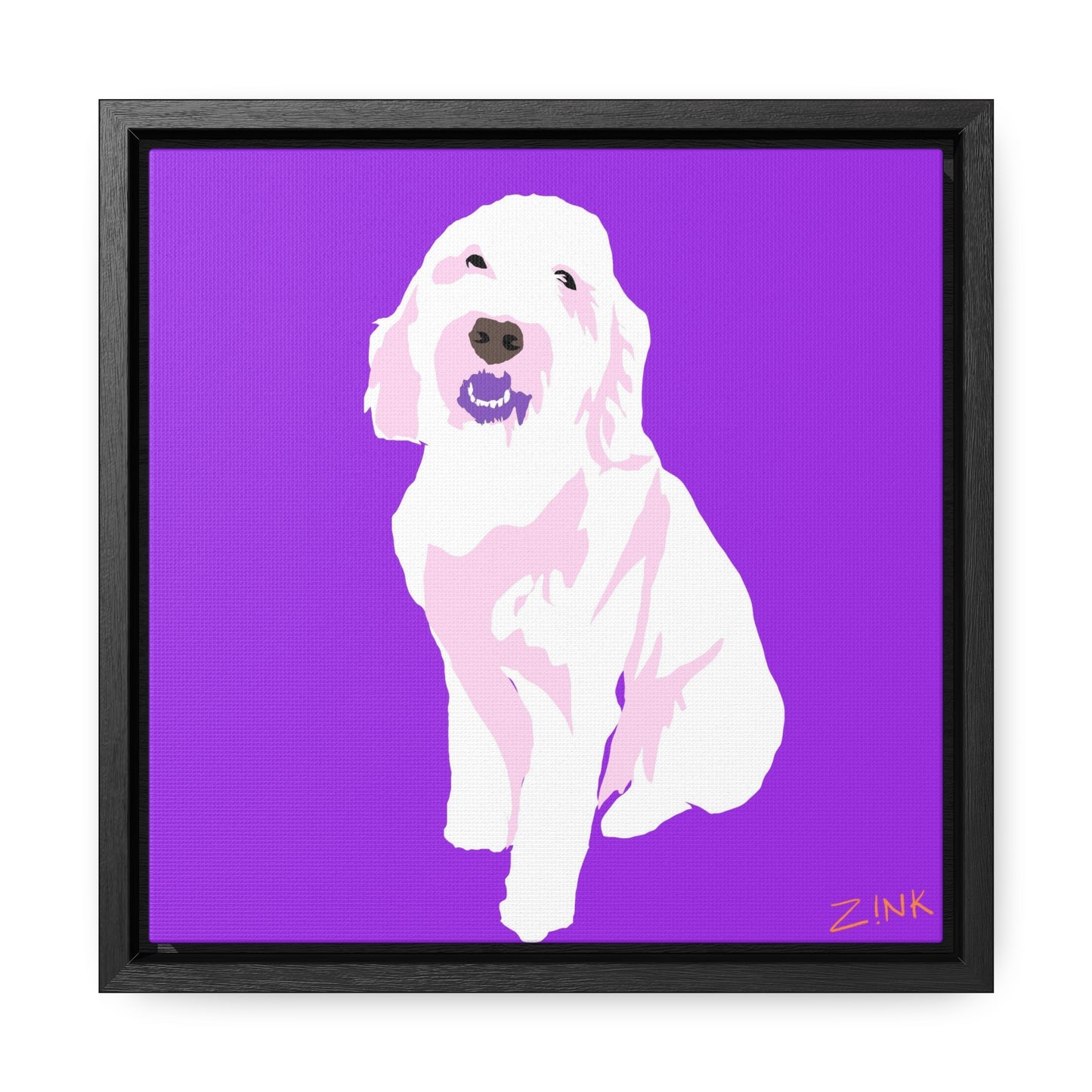 Dog Art, Square Framed Premium Gallery Wrap Canvas