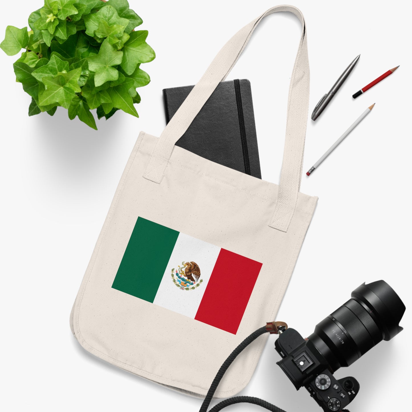 Mexican Flag, Organic Canvas Tote Bag