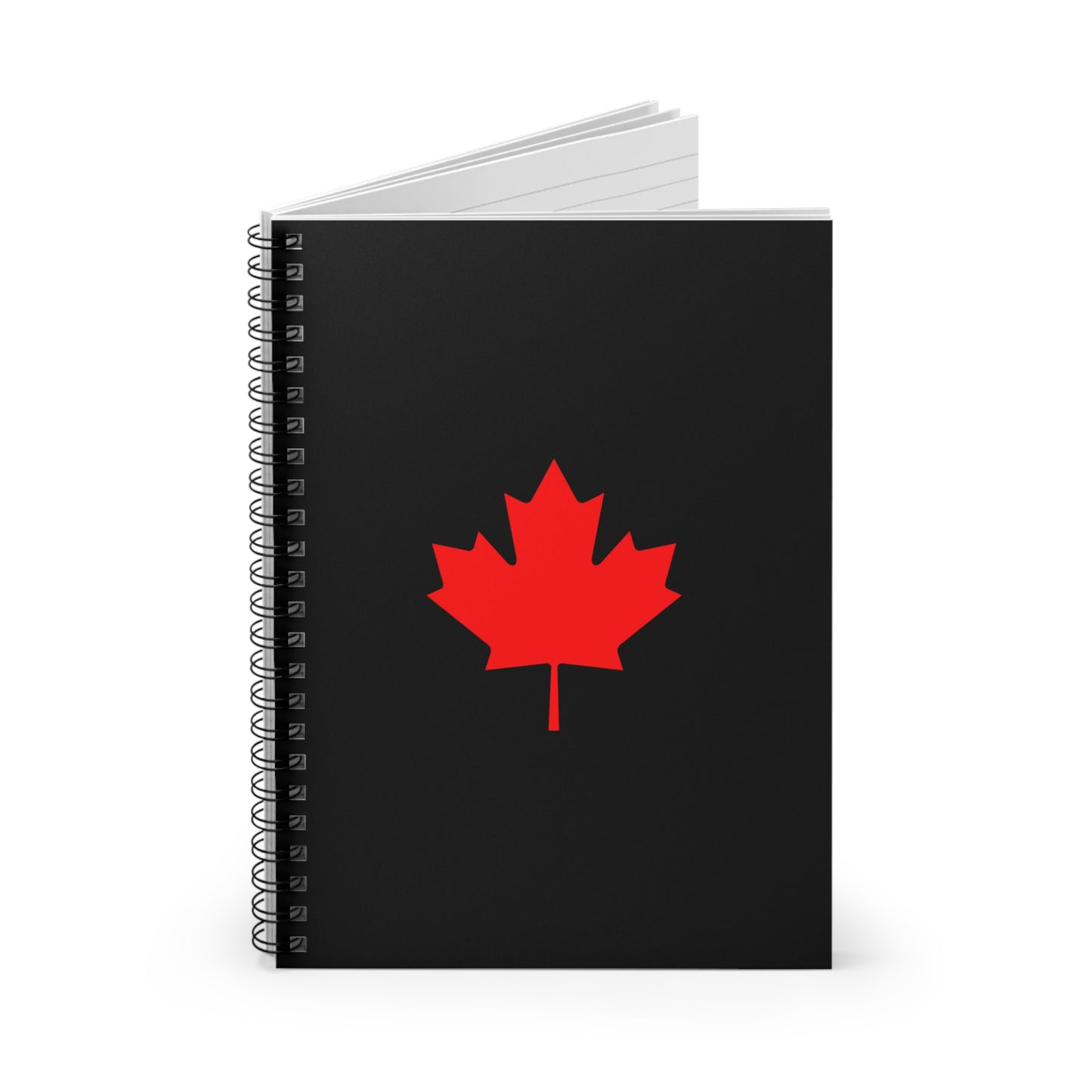 Canadian Maple Leaf, Spiral Notebook, Ruled Line, Black