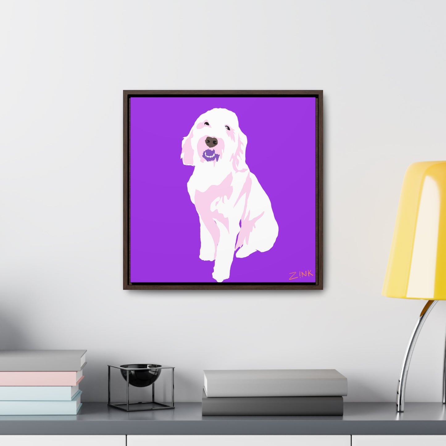 Dog Art, Square Framed Premium Gallery Wrap Canvas