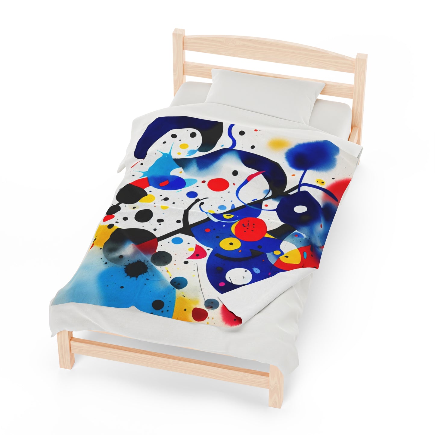 Abstract Velveteen Plush Blanket, Inspired by Miro