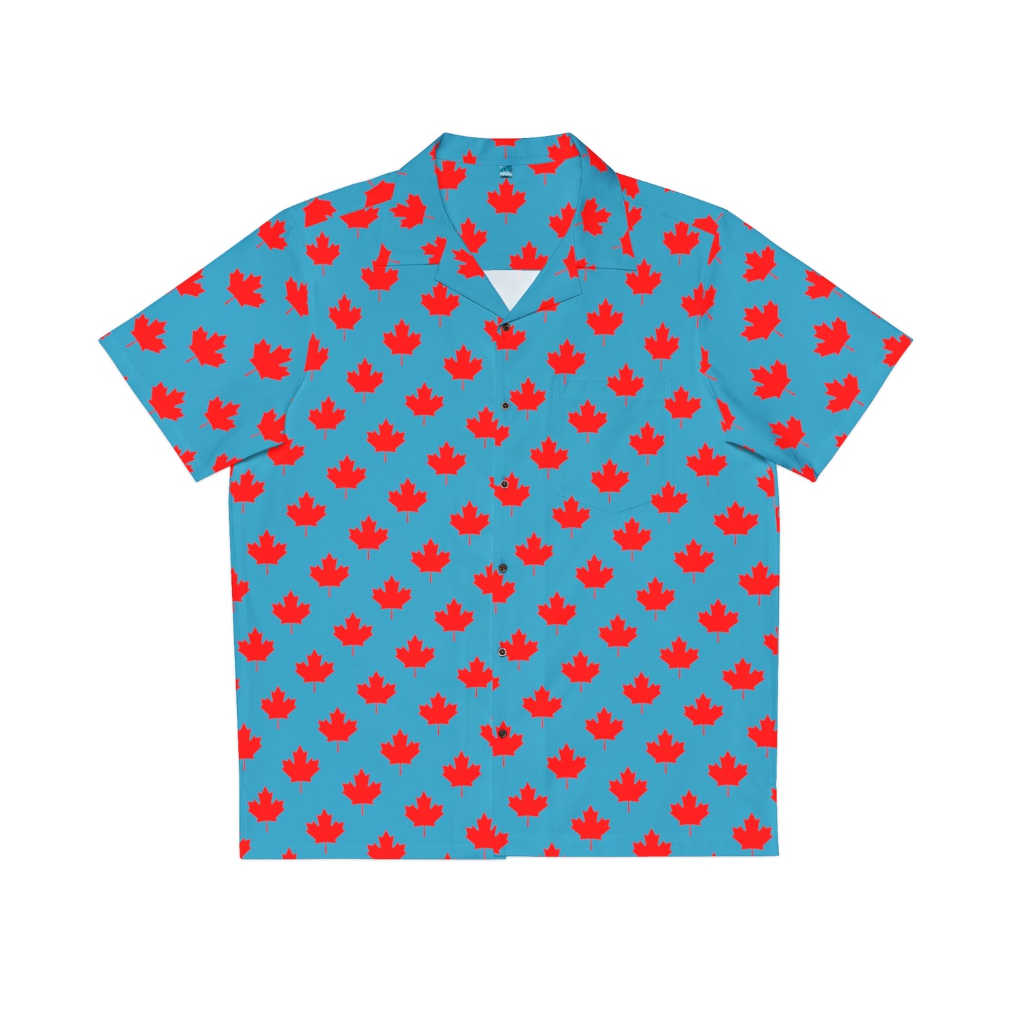 Men's Hawaiian Shirt, Canadian Maple Leaf, Turquoise