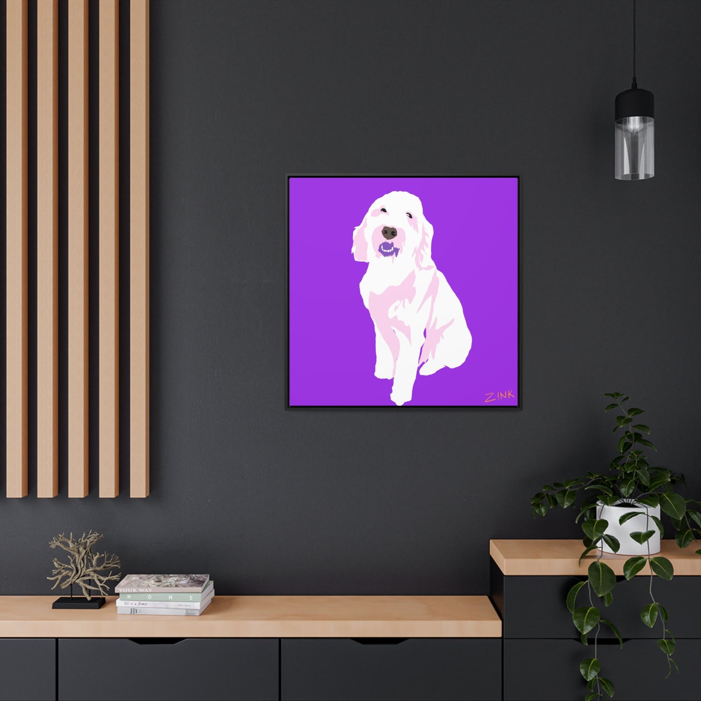 Dog Art, Square Framed Premium Gallery Wrap Canvas